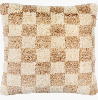Denver Checkered Ivory Throw Pillow