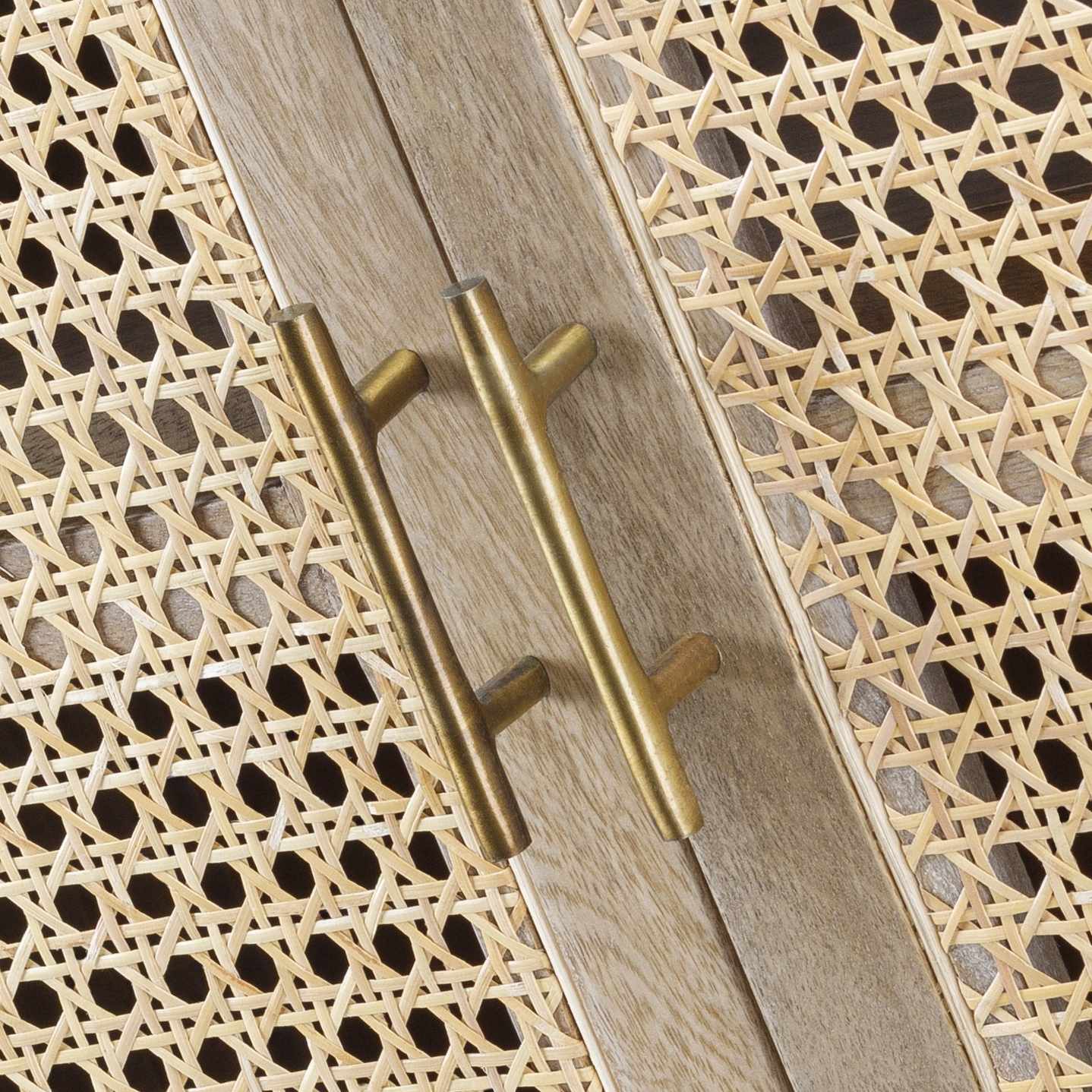 Luxurious Modern Wood & Rattan Cabinet