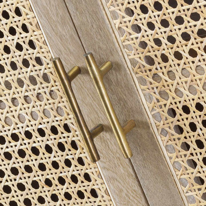 Luxurious Modern Wood & Rattan Cabinet