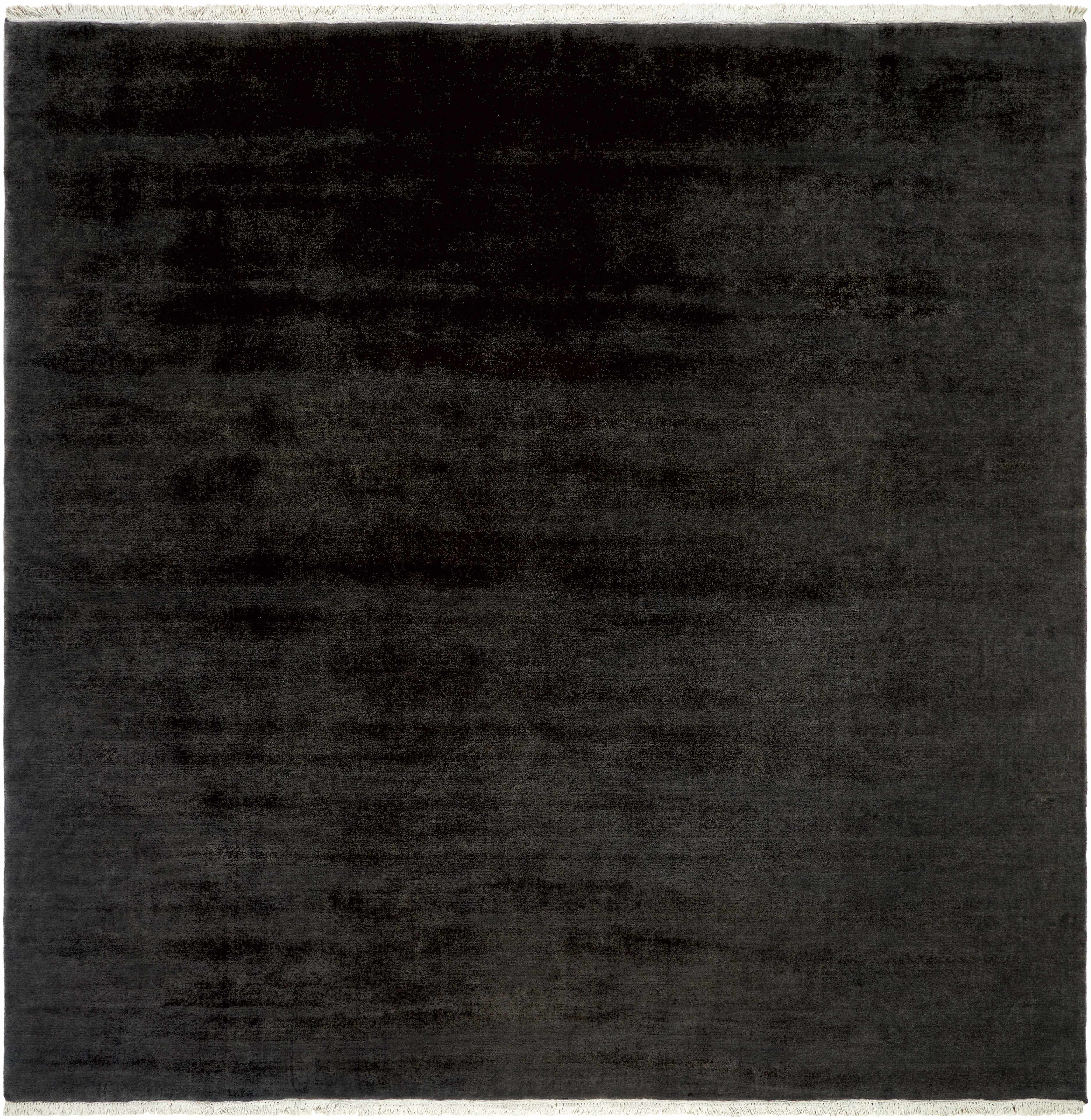Timeless Solid Black Hand-Loomed Wool Area Rug