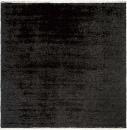Timeless Solid Black Hand-Loomed Wool Area Rug