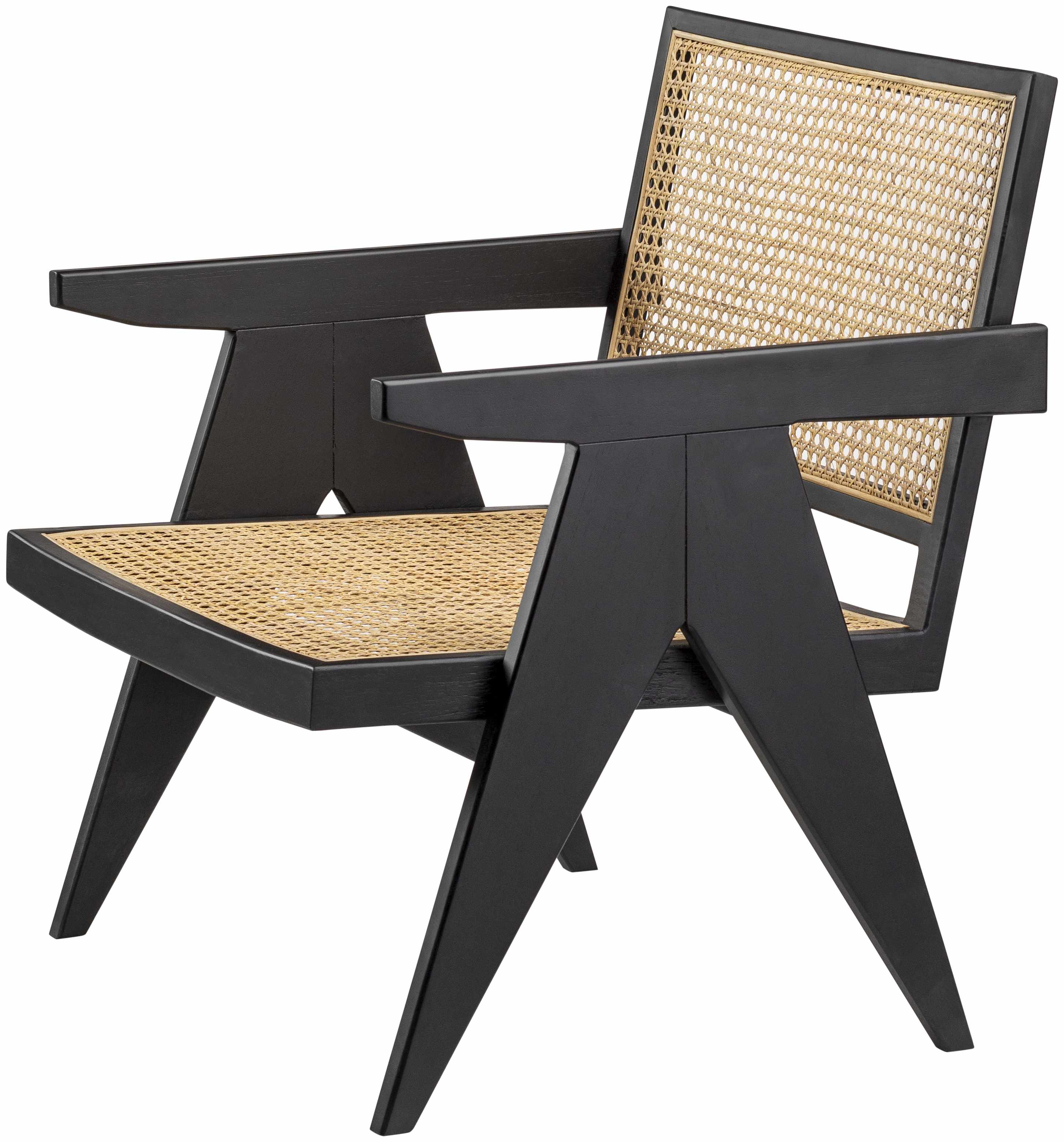 Kai Rattan & Wood Black Accent Chair