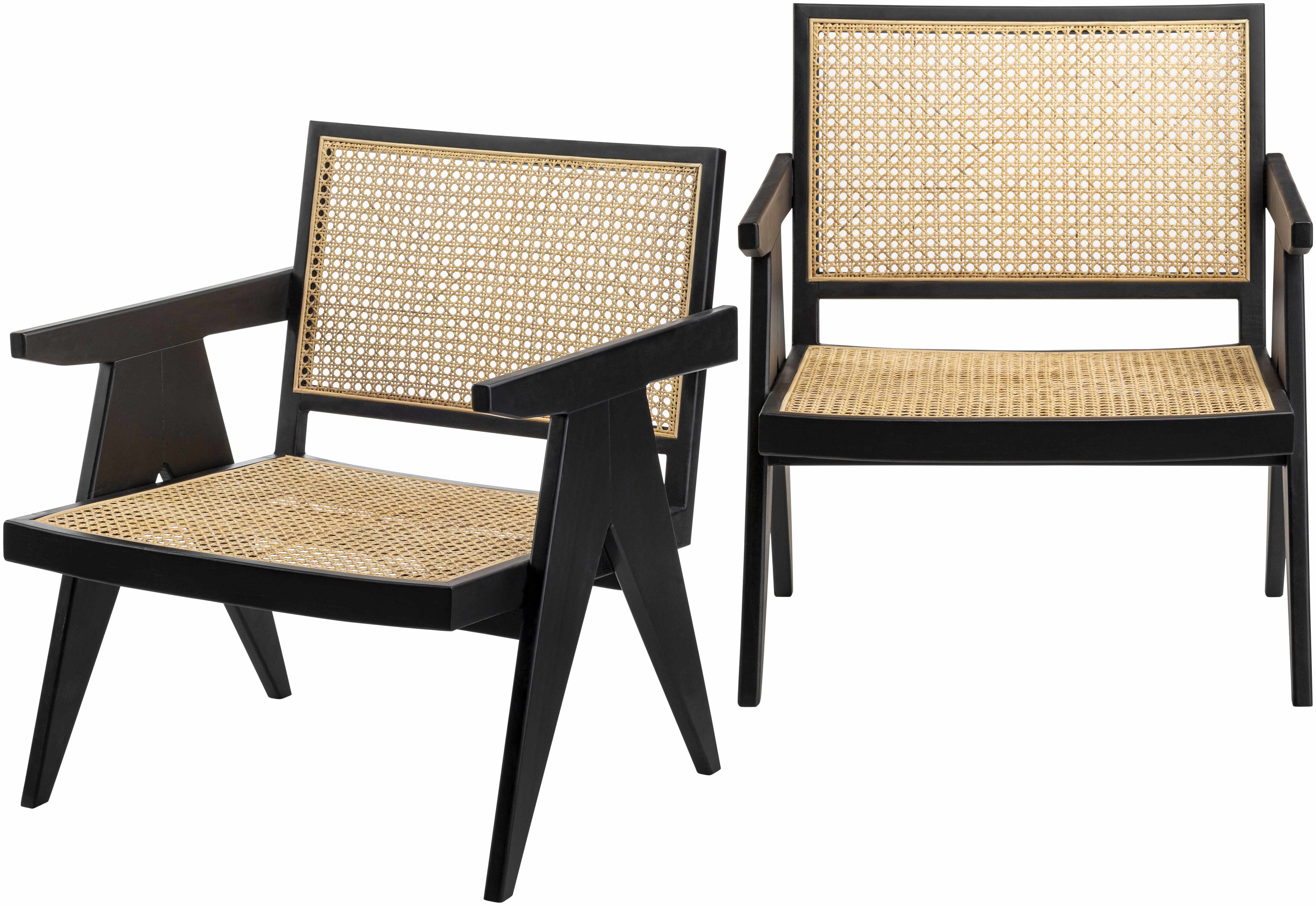 Kai Rattan & Wood Black Accent Chair