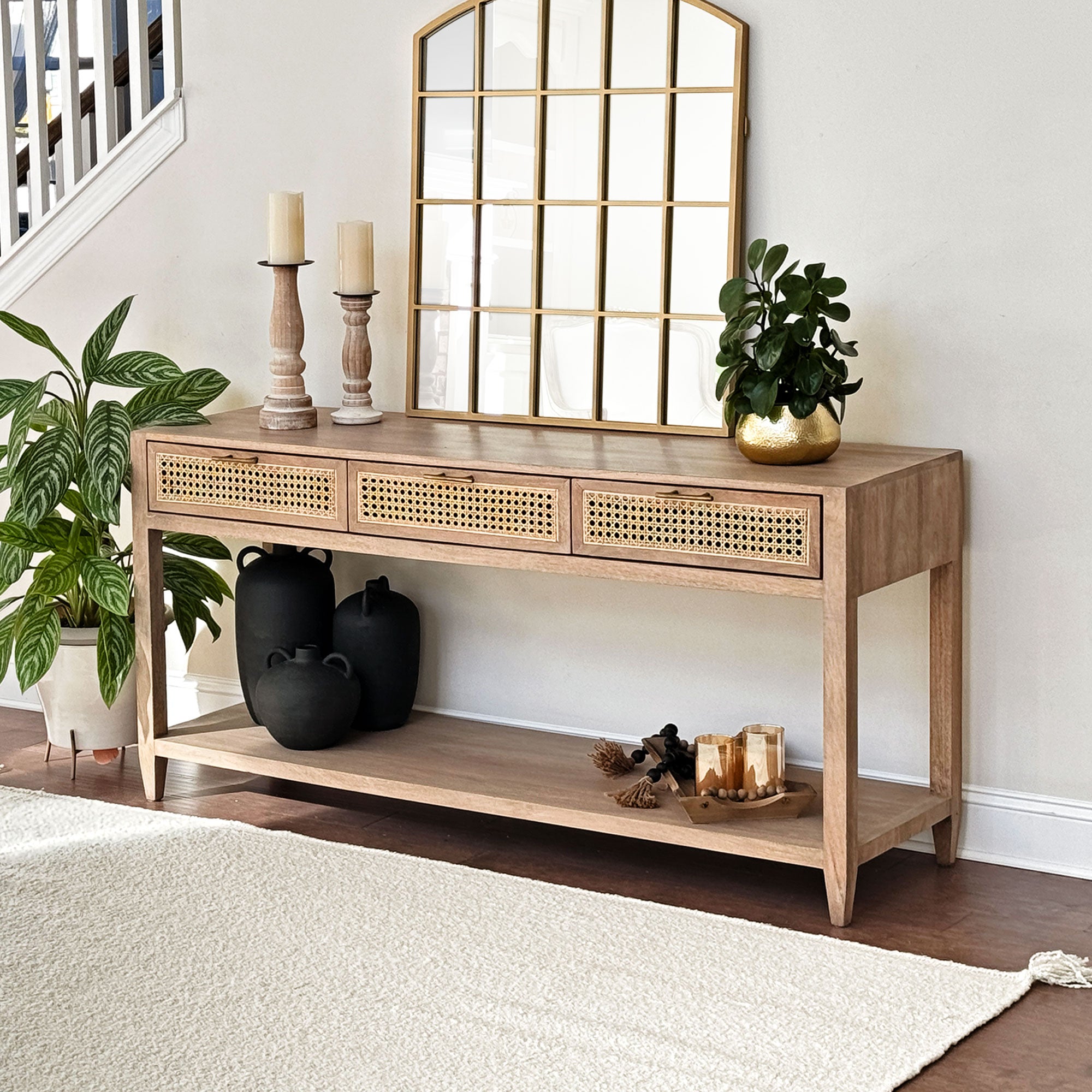 Lucca Modern Bohemian Wood Console Table