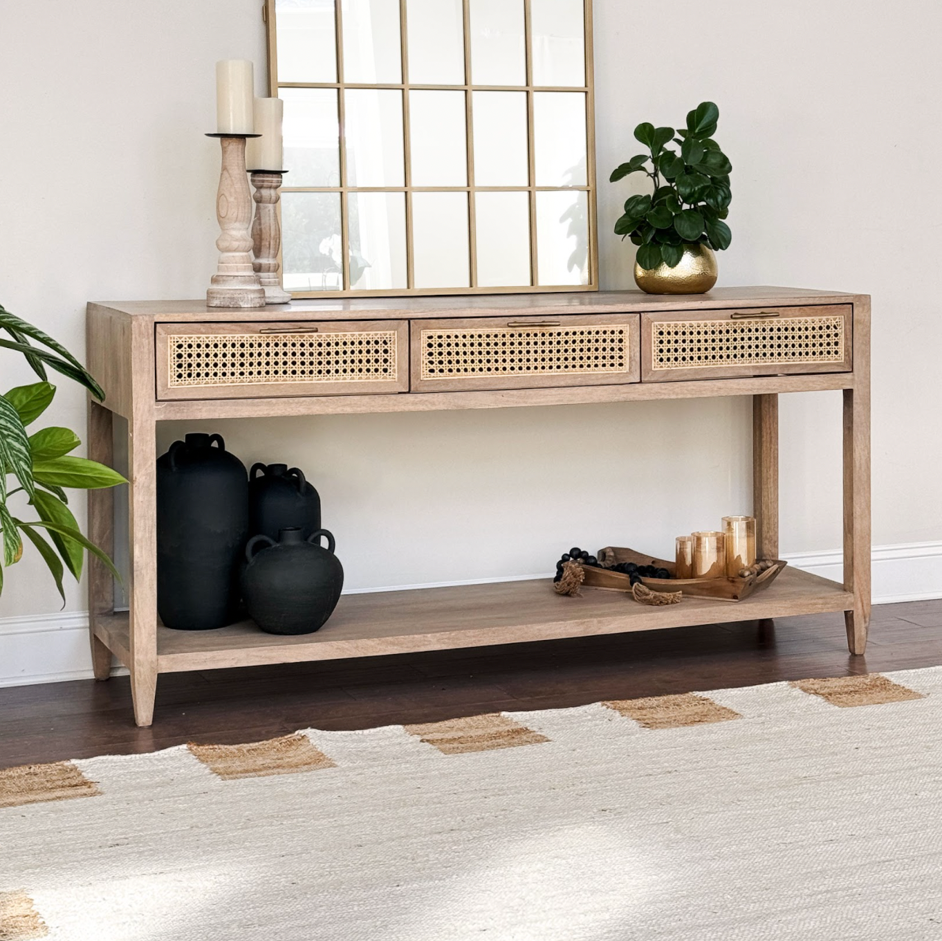 Lucca Modern Bohemian Wood Console Table