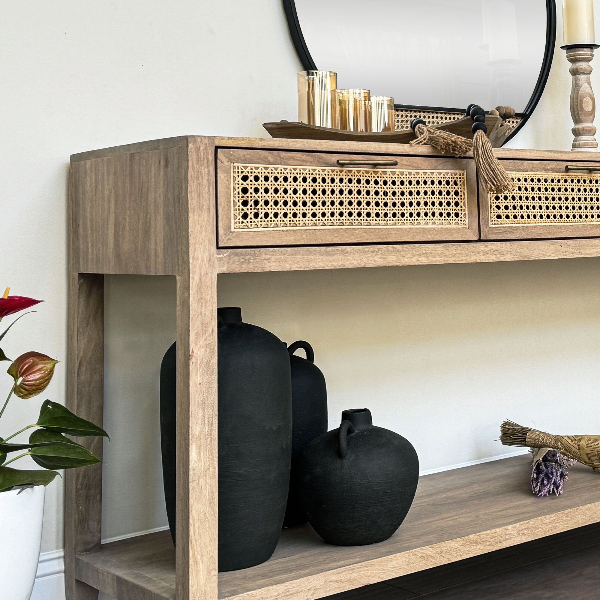 Lucca Modern Bohemian Wood Console Table