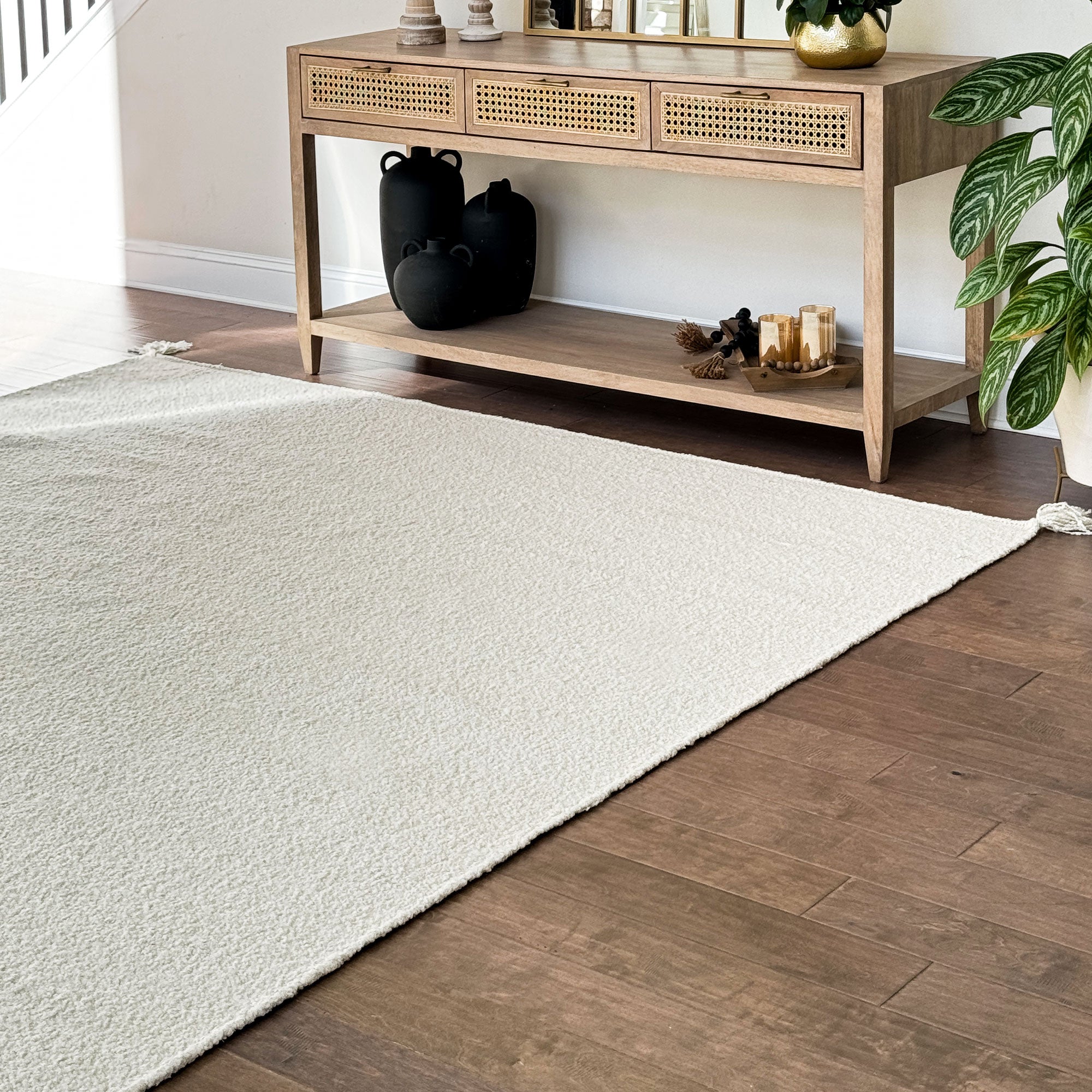Natural Trendy Neutral New Zealand Wool Handwoven Area Rug