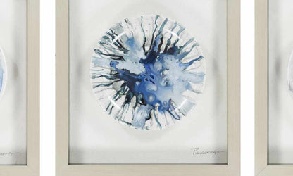 Modernist Blue Ceramic Plate Wall Art Piece