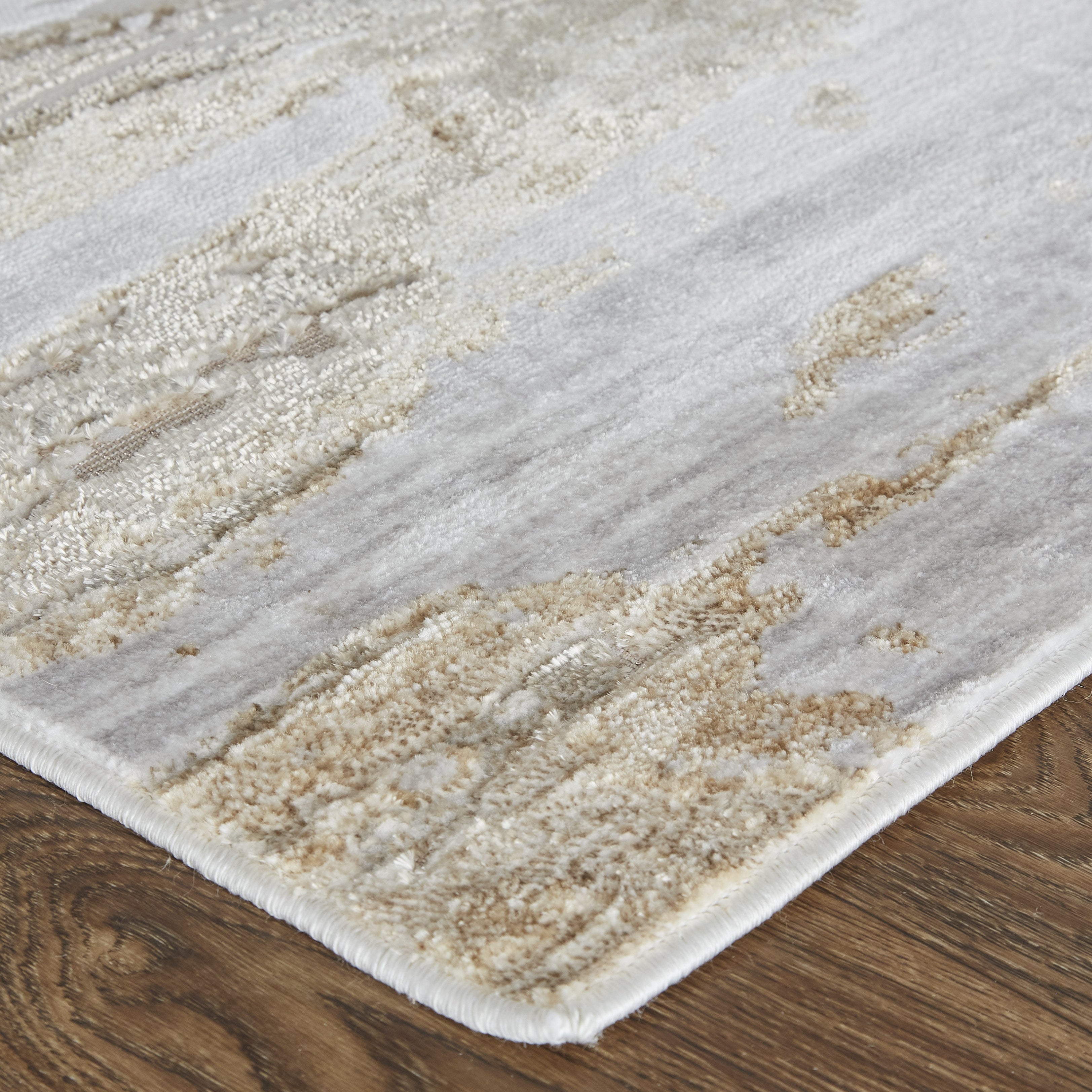 Laina Transitional Abstract - Tan/Ivory/Pink Area Rug