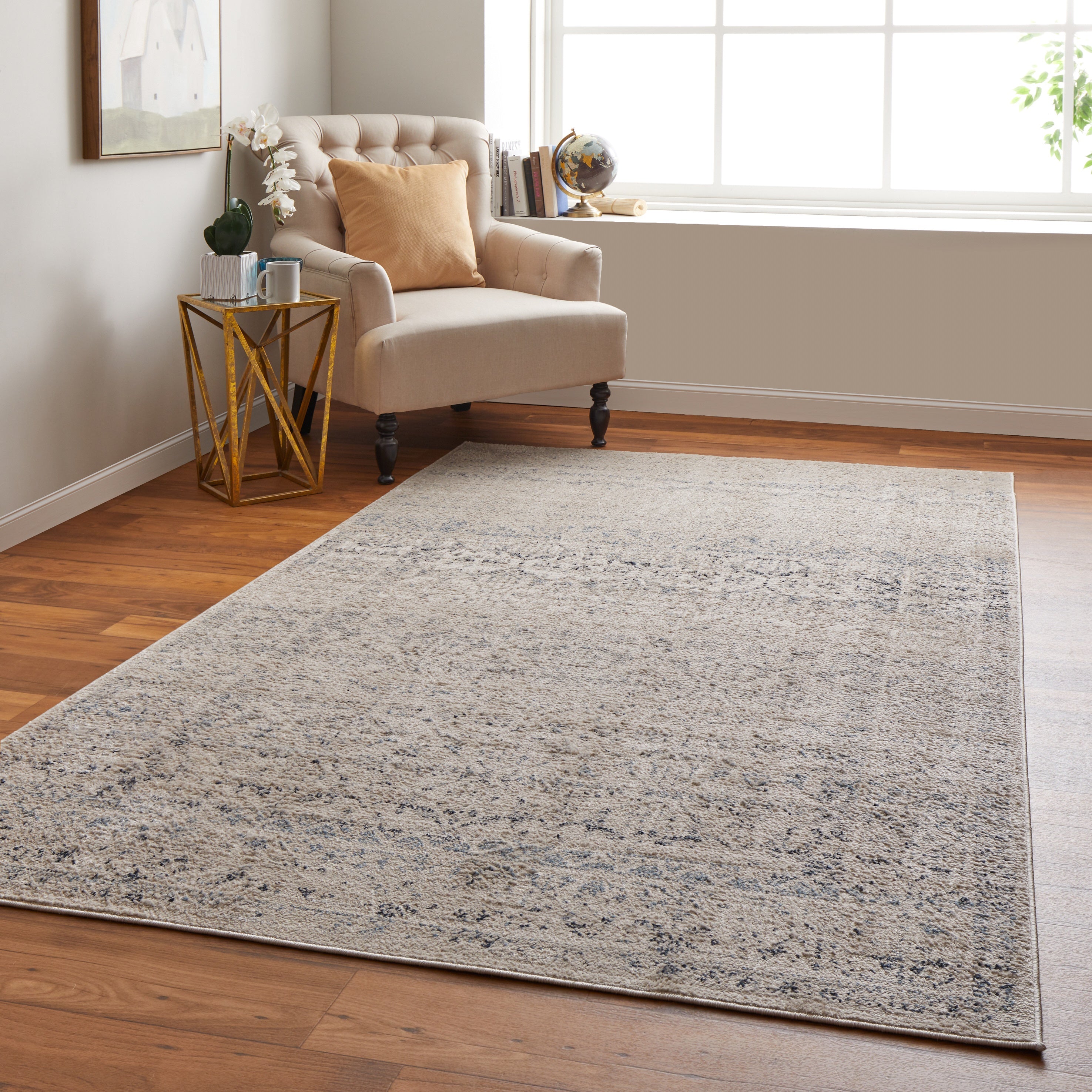 Camellia Transitional Bordered - Ivory/Gray