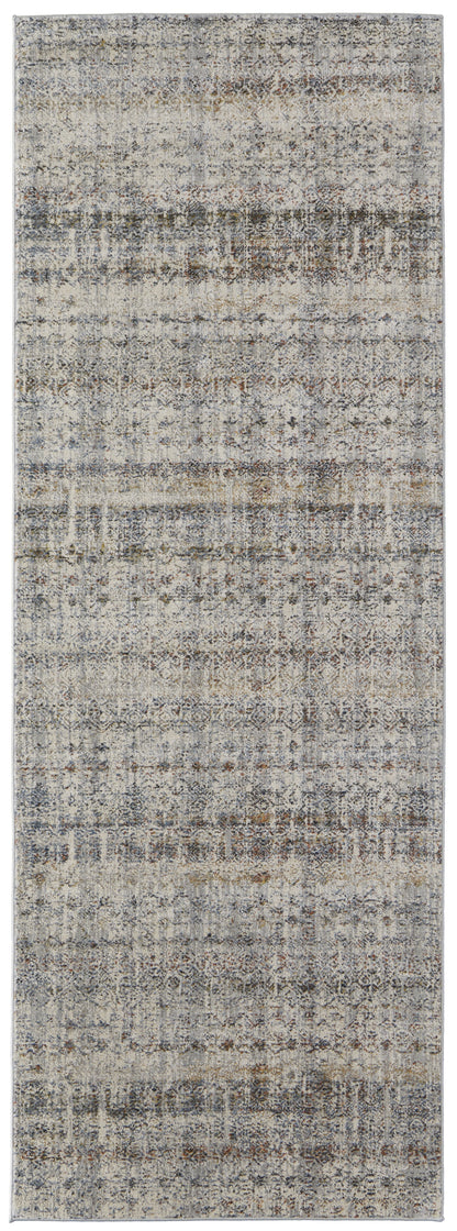 Kaia Transitional Distressed - Tan/Ivory/Blue Area Rug