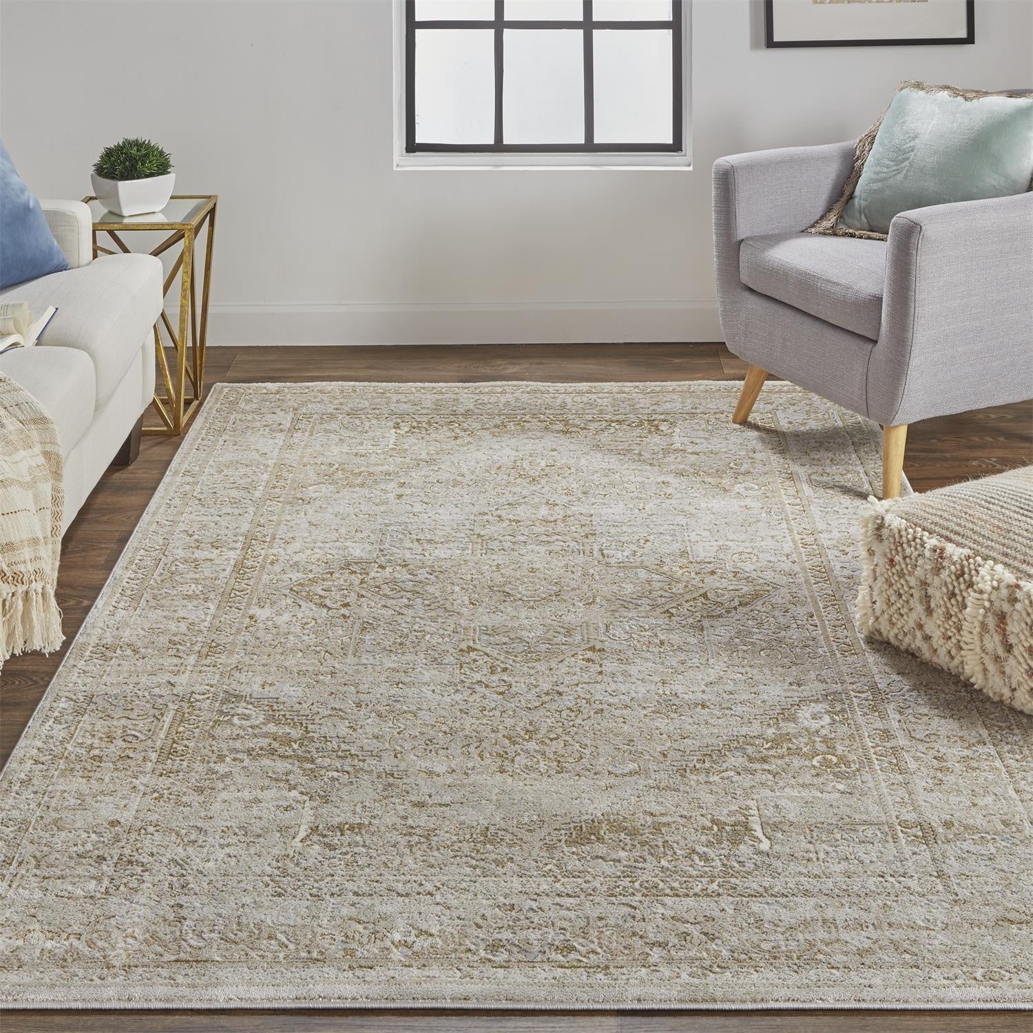 Aura Modern Oriental - Ivory/Gold Area Rug