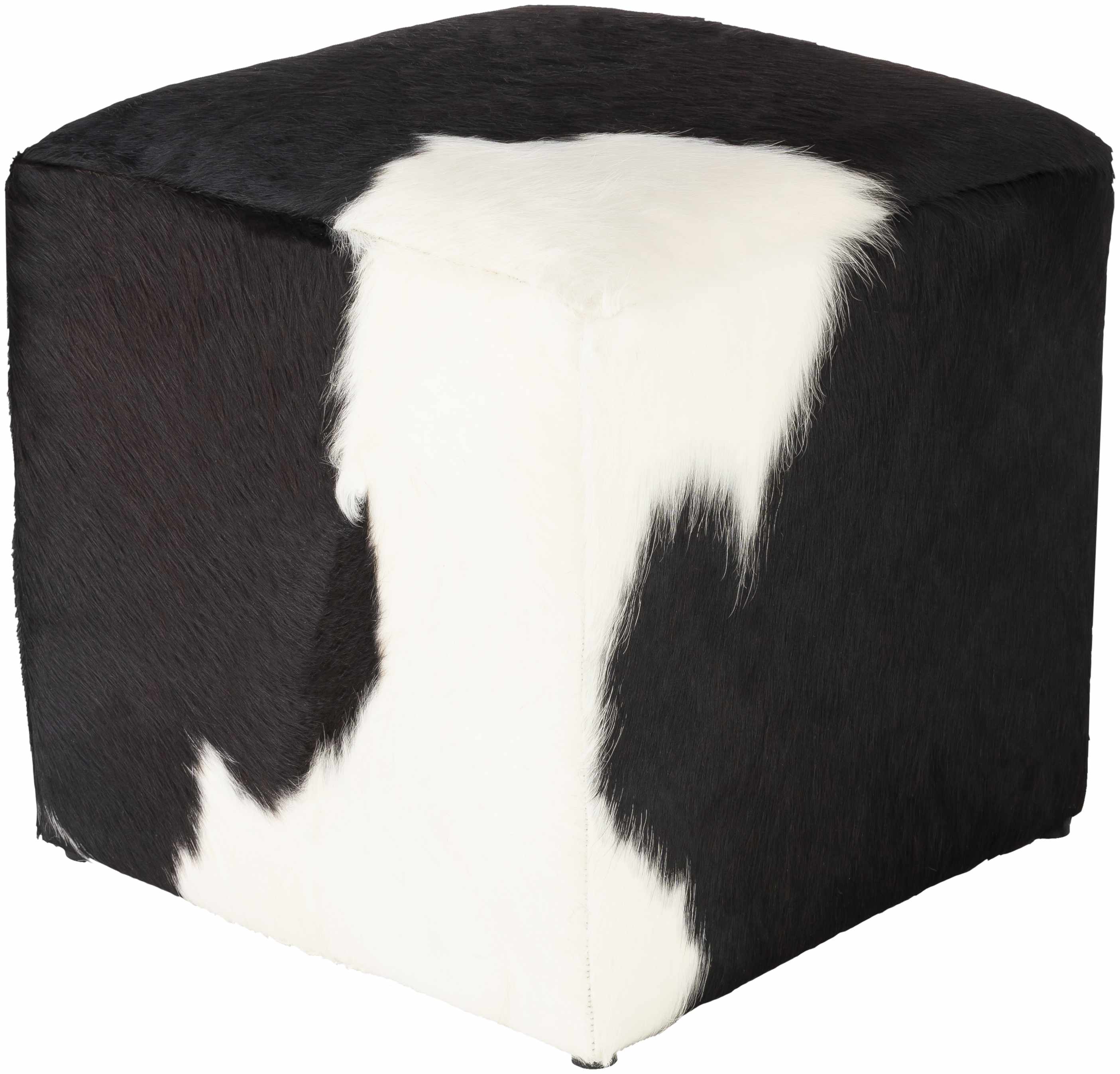 Elegant Leather Black&Cream Ottoman