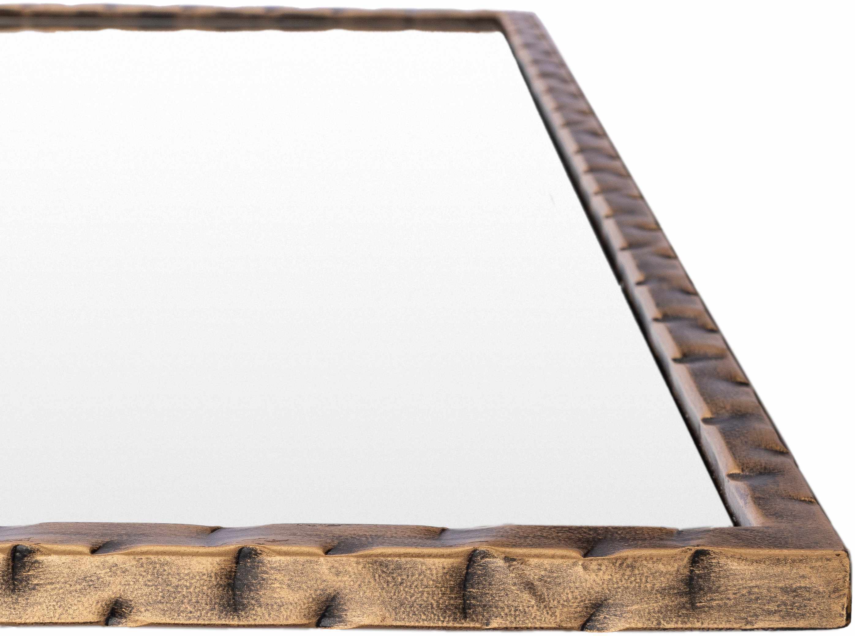 Vintage Sophisticated Hammered Metal Gold Mirror