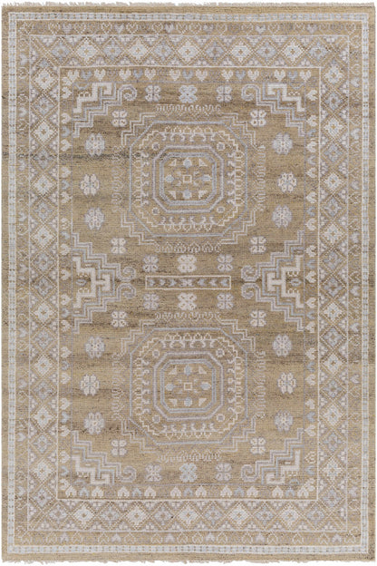 Hand-Knotted Mustard Wool & Viscose Area Rug