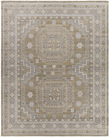 Hand-Knotted Mustard Wool & Viscose Area Rug