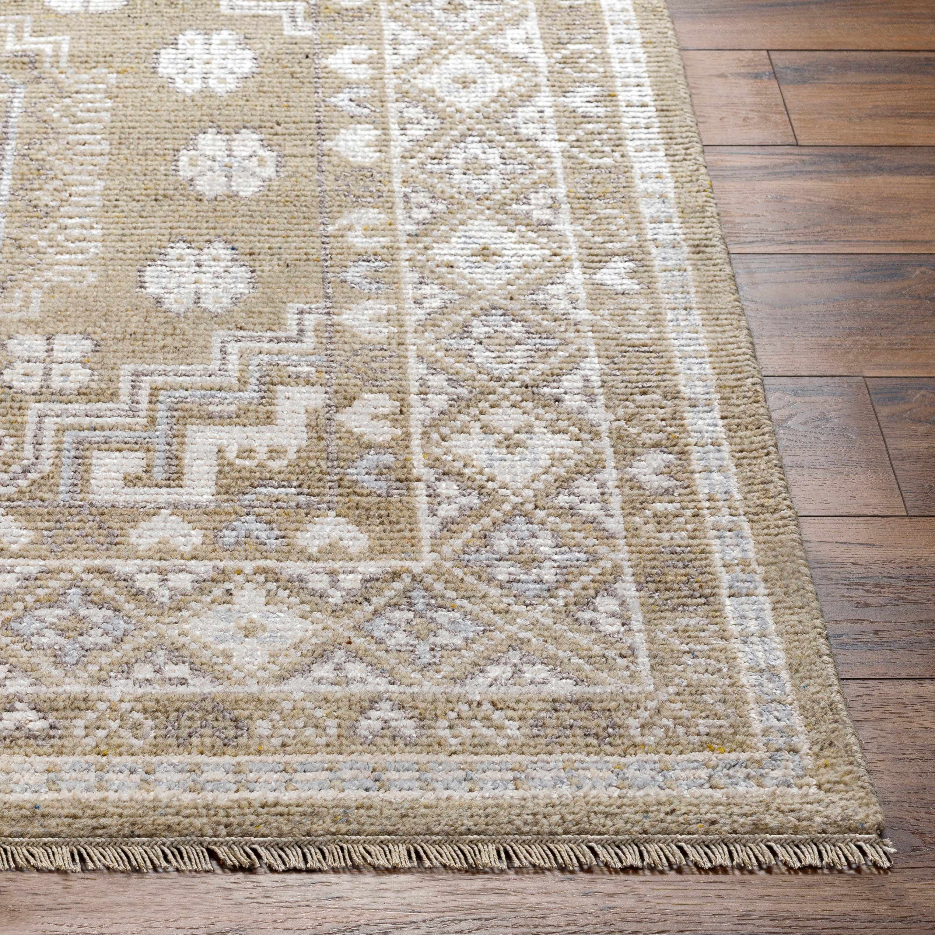 Hand-Knotted Mustard Wool & Viscose Area Rug
