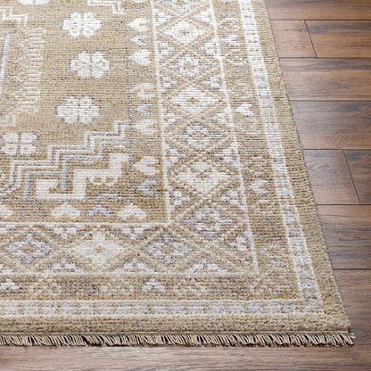 Hand-Knotted Mustard Wool & Viscose Area Rug
