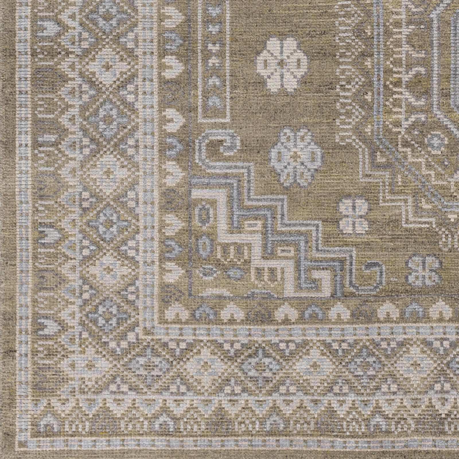 Hand-Knotted Mustard Wool & Viscose Area Rug