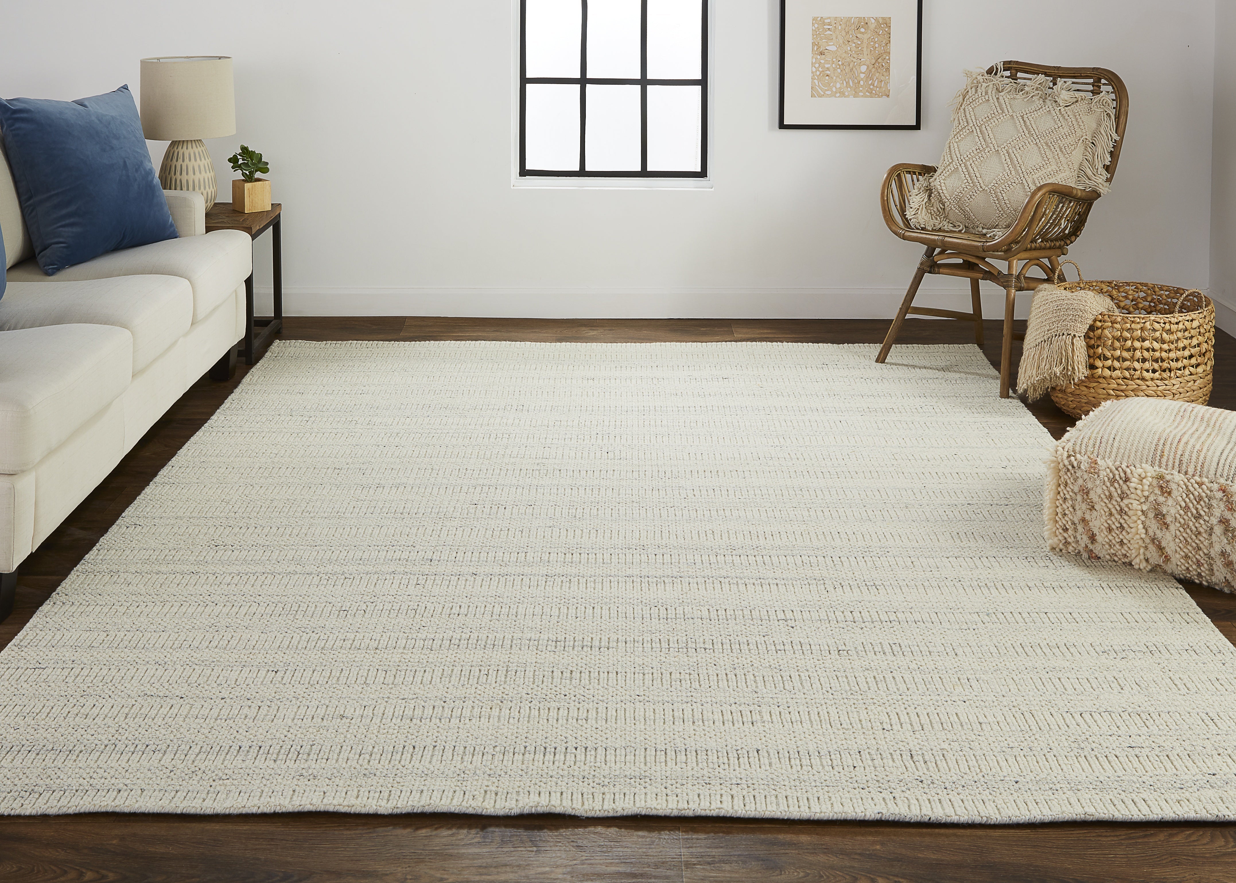 Keaton Transitional Solid - Ivory/Gray