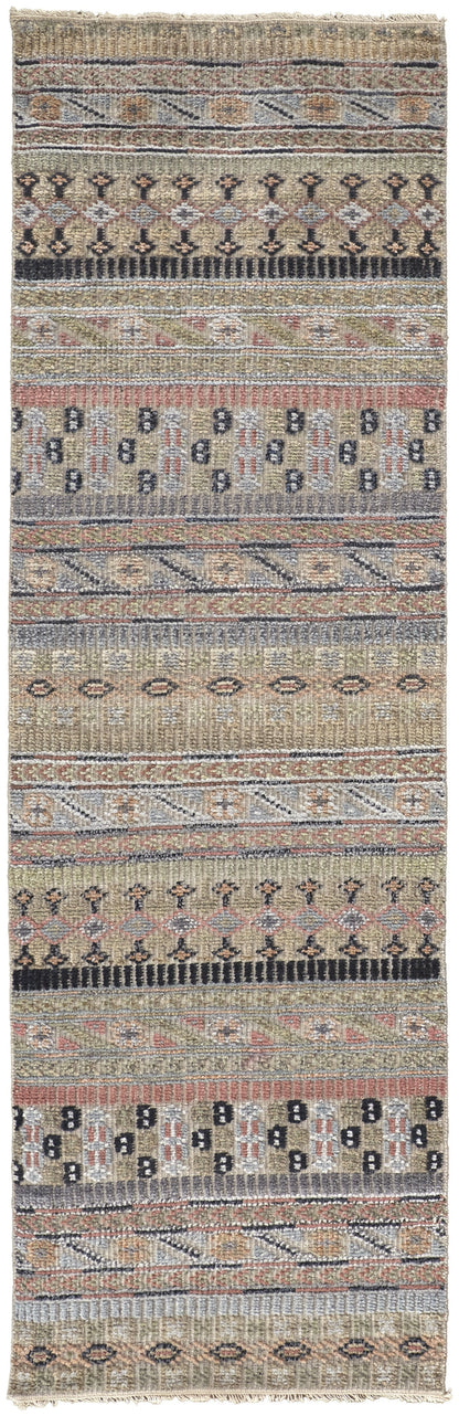 Payton Transitional Stripes - Tan/Orange/Blue Area Rug