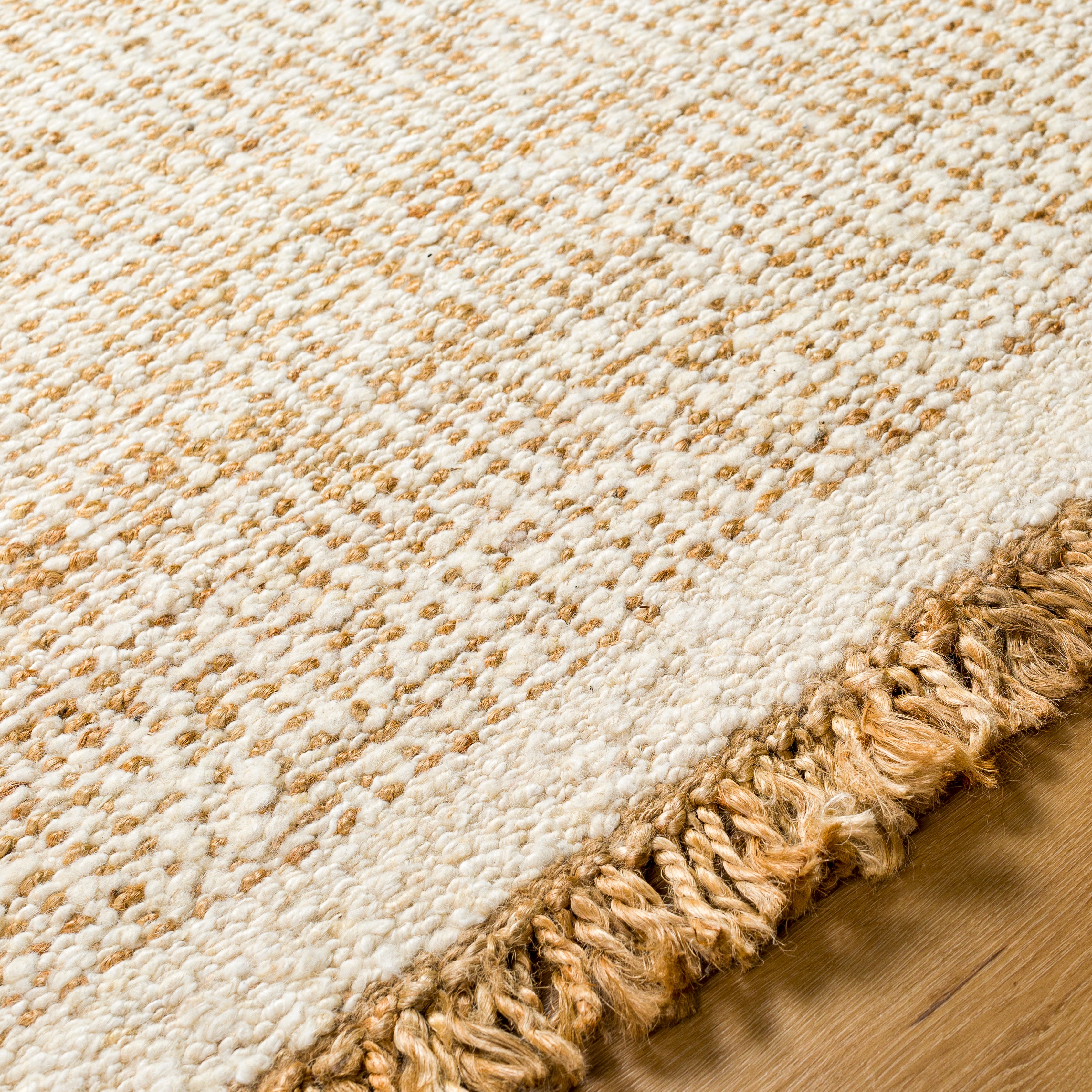 Serene Beige Hand Woven Jute & Wool Area Rug