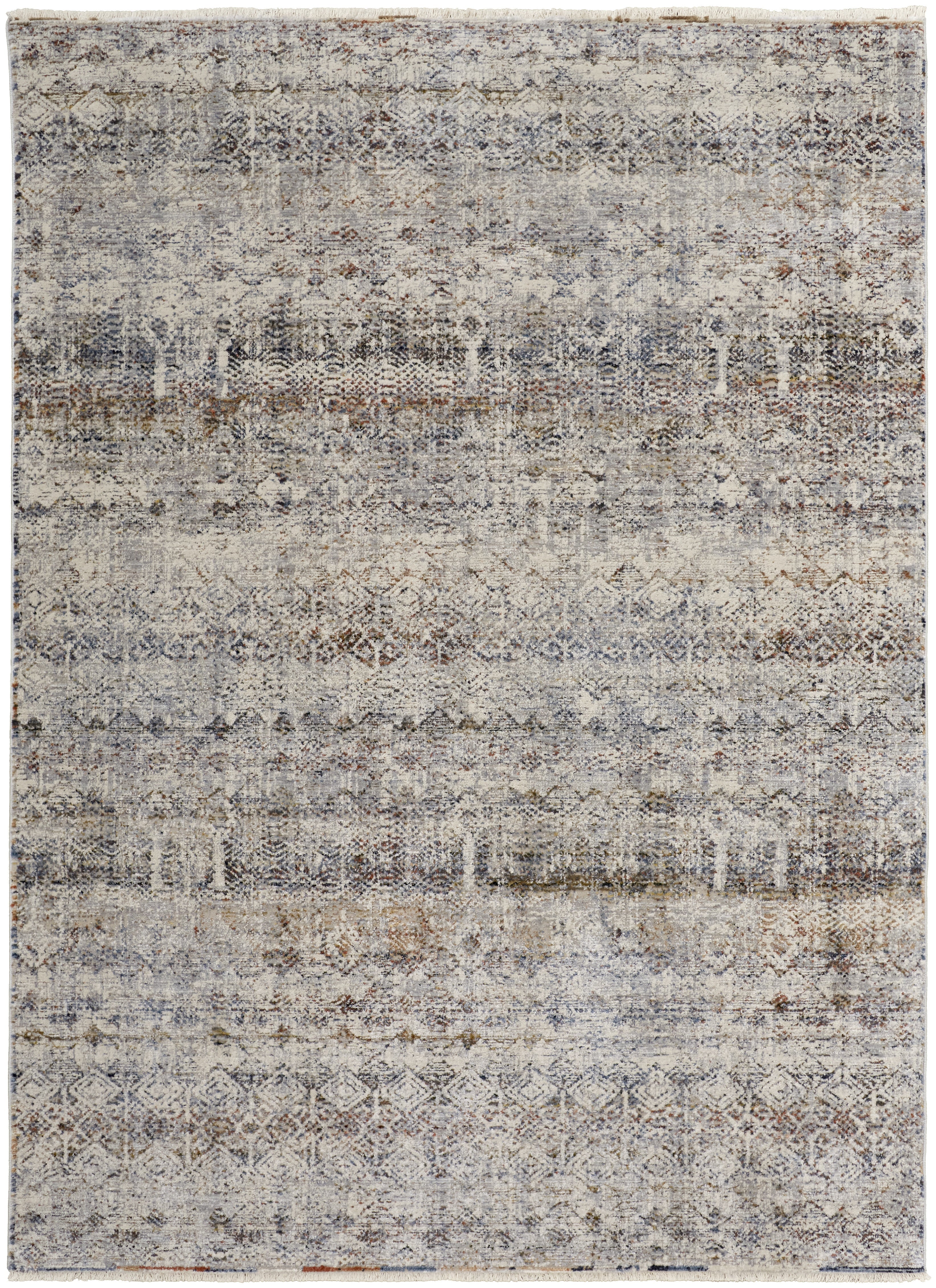 Kaia Transitional Distressed - Tan/Ivory/Blue Area Rug