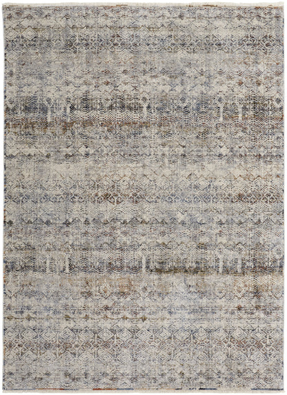 Kaia Transitional Distressed - Tan/Ivory/Blue Area Rug