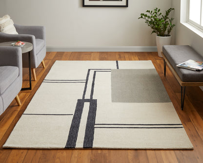 Maguire Transitional Abstract - Ivory/Gray/Black Area Rug