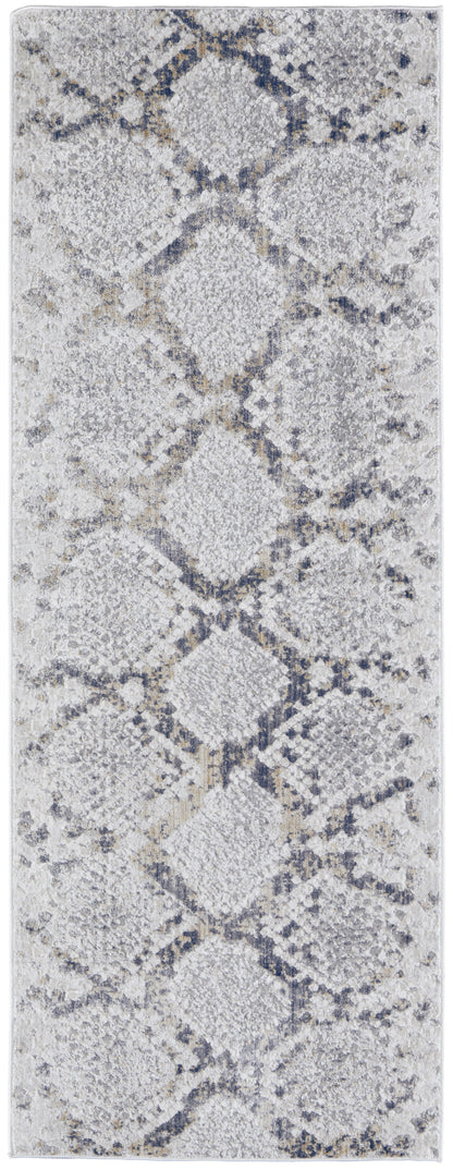 Laina Transitional Trellis & Lattice - Silver/Gray/Blue Area Rug