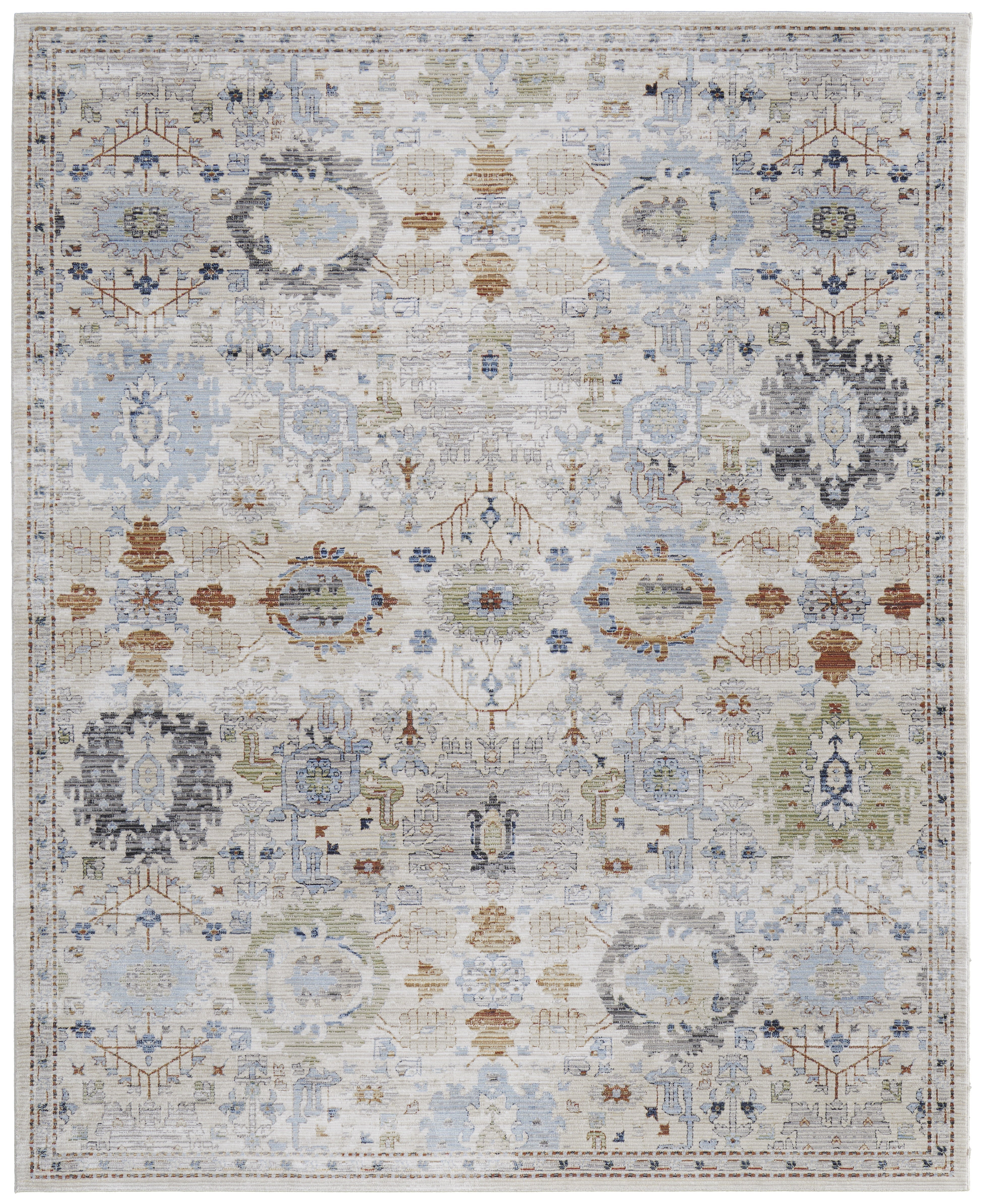 Melrose Traditional Floral & Botanical - Tan/Blue/Red Area Rug