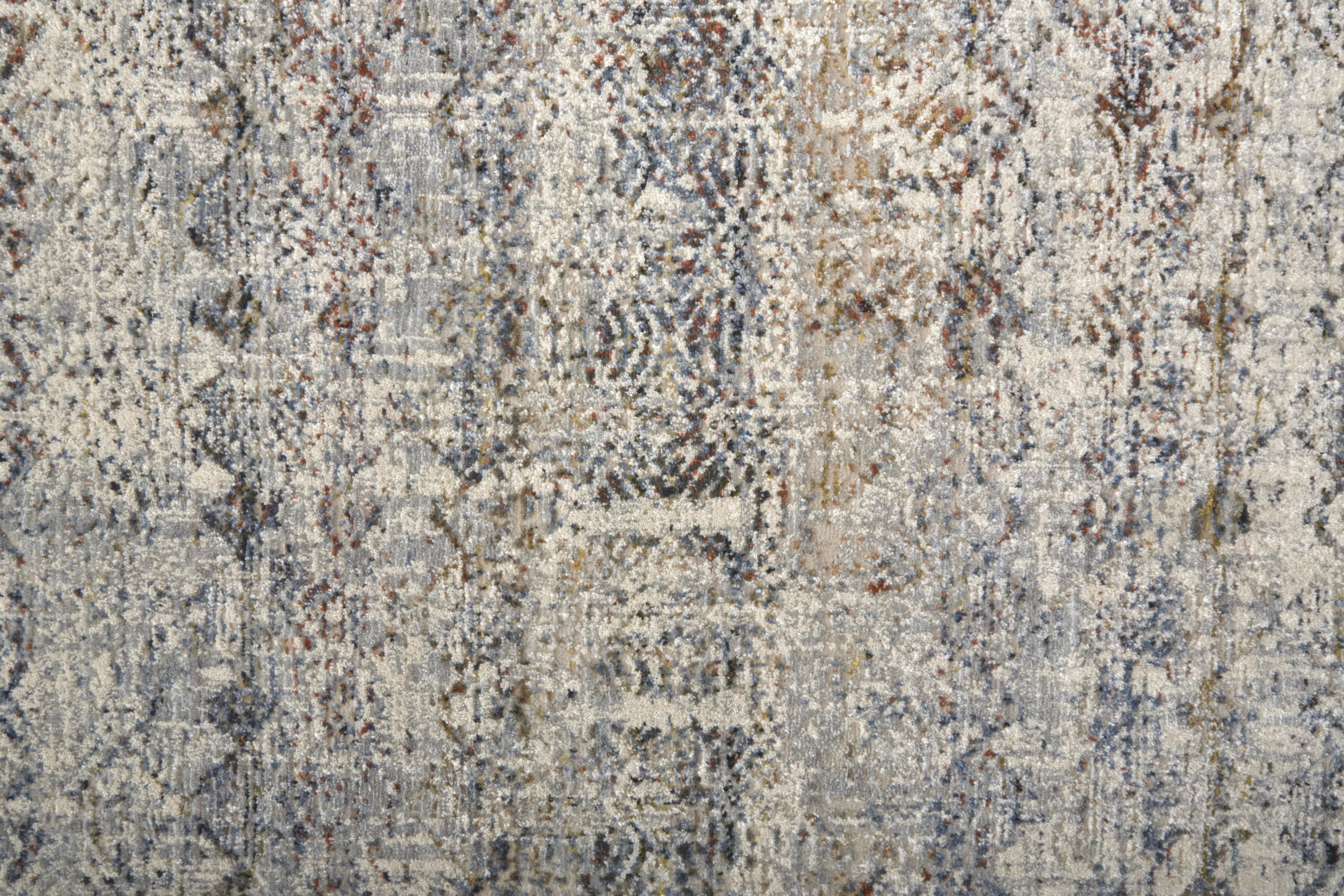 Kaia Transitional Distressed - Tan/Ivory/Blue Area Rug