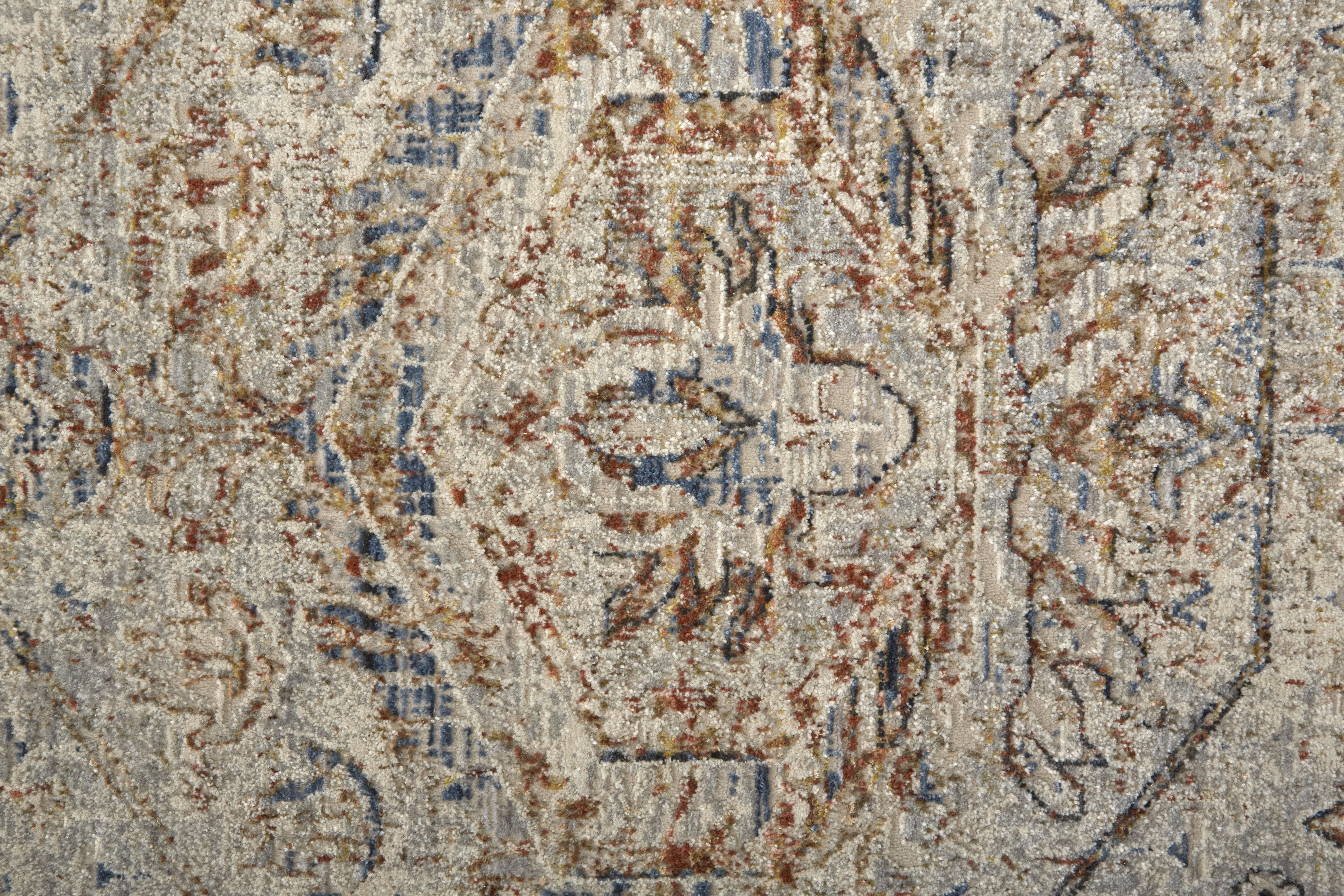 Kaia Transitional Medallion - Tan/Orange/Red Area Rug