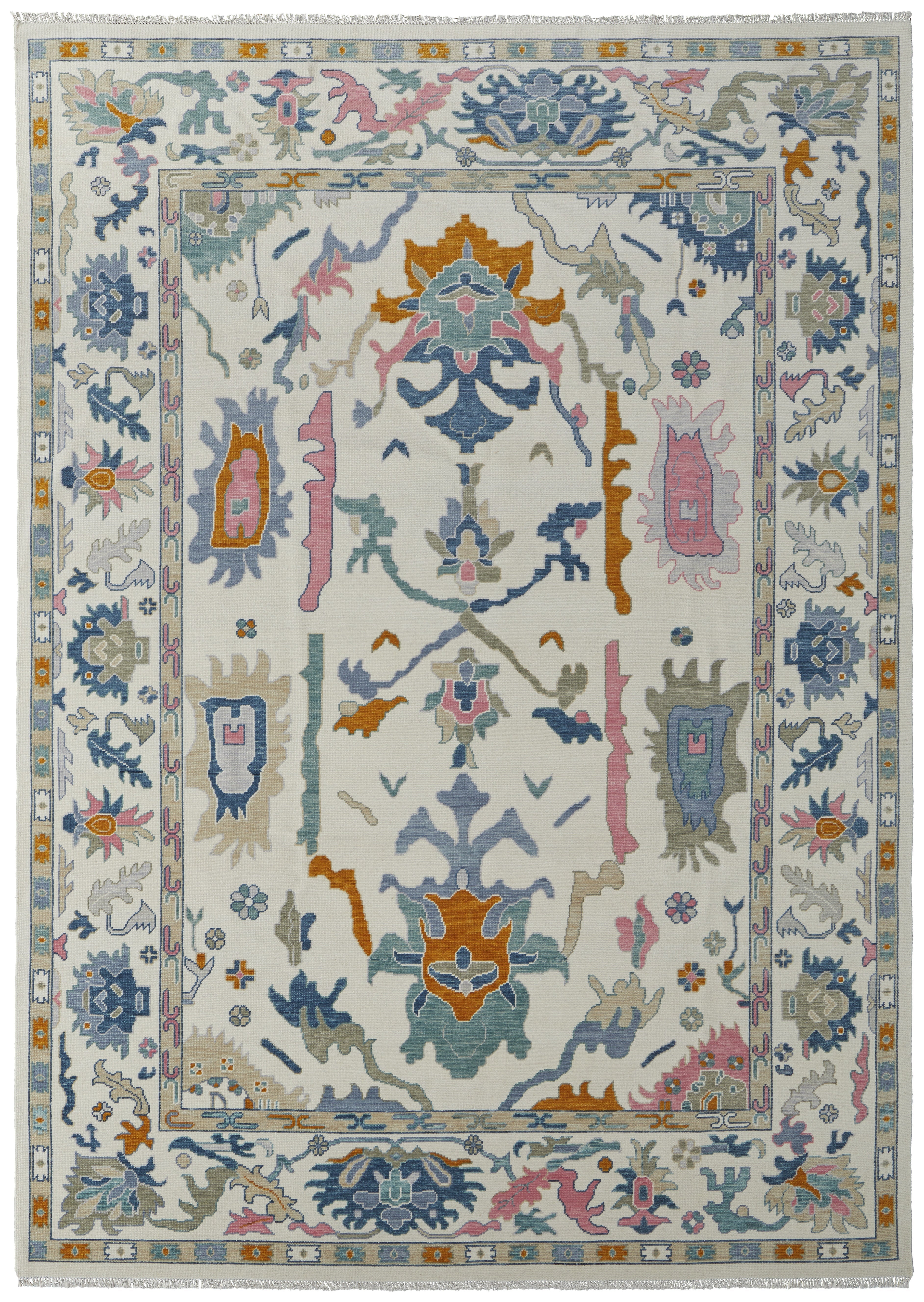 Karina Transitional Floral & Botanical - Ivory/Blue/Pink Area Rug
