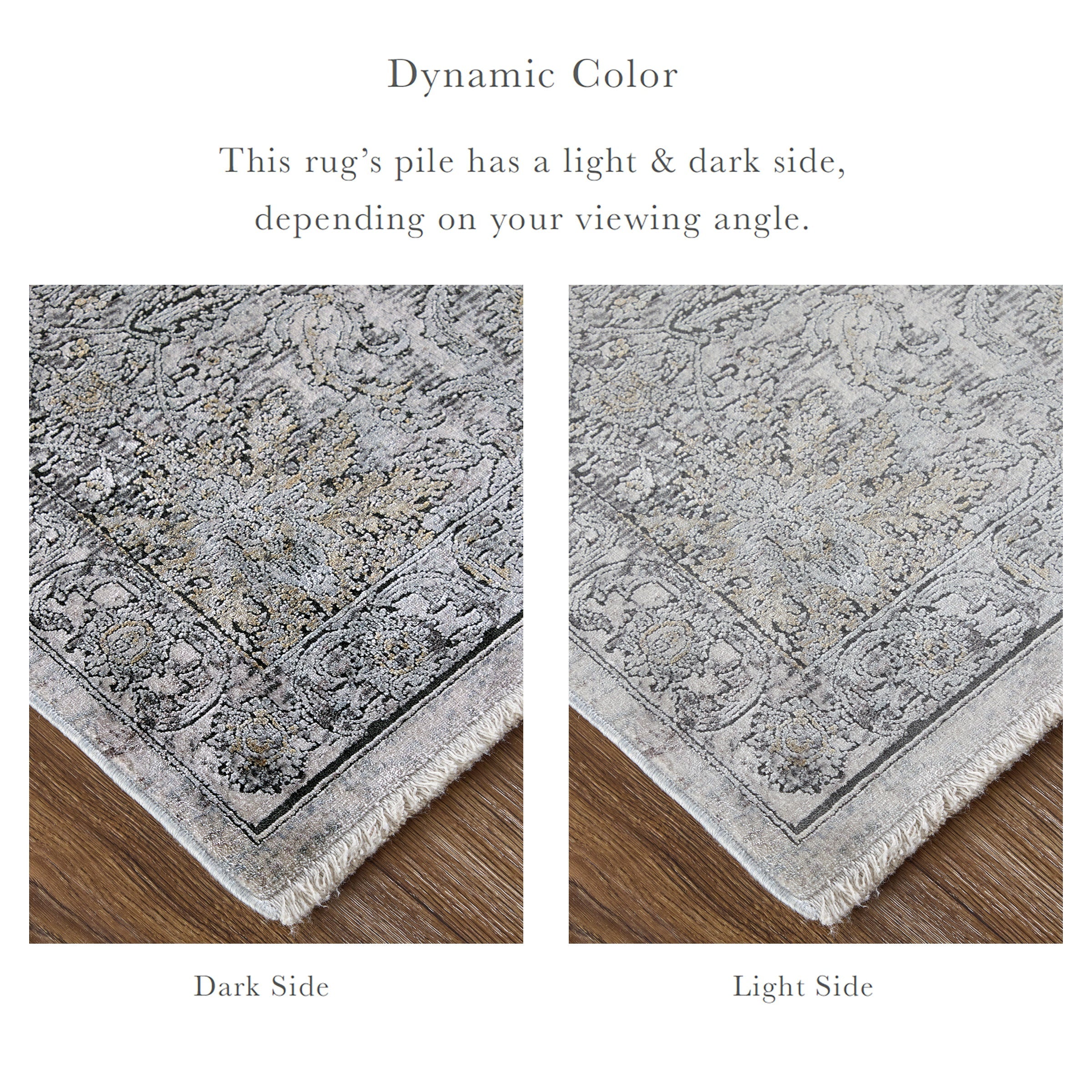 Sarrant Transitional Damask - Gray/Silver/Tan Area Rug