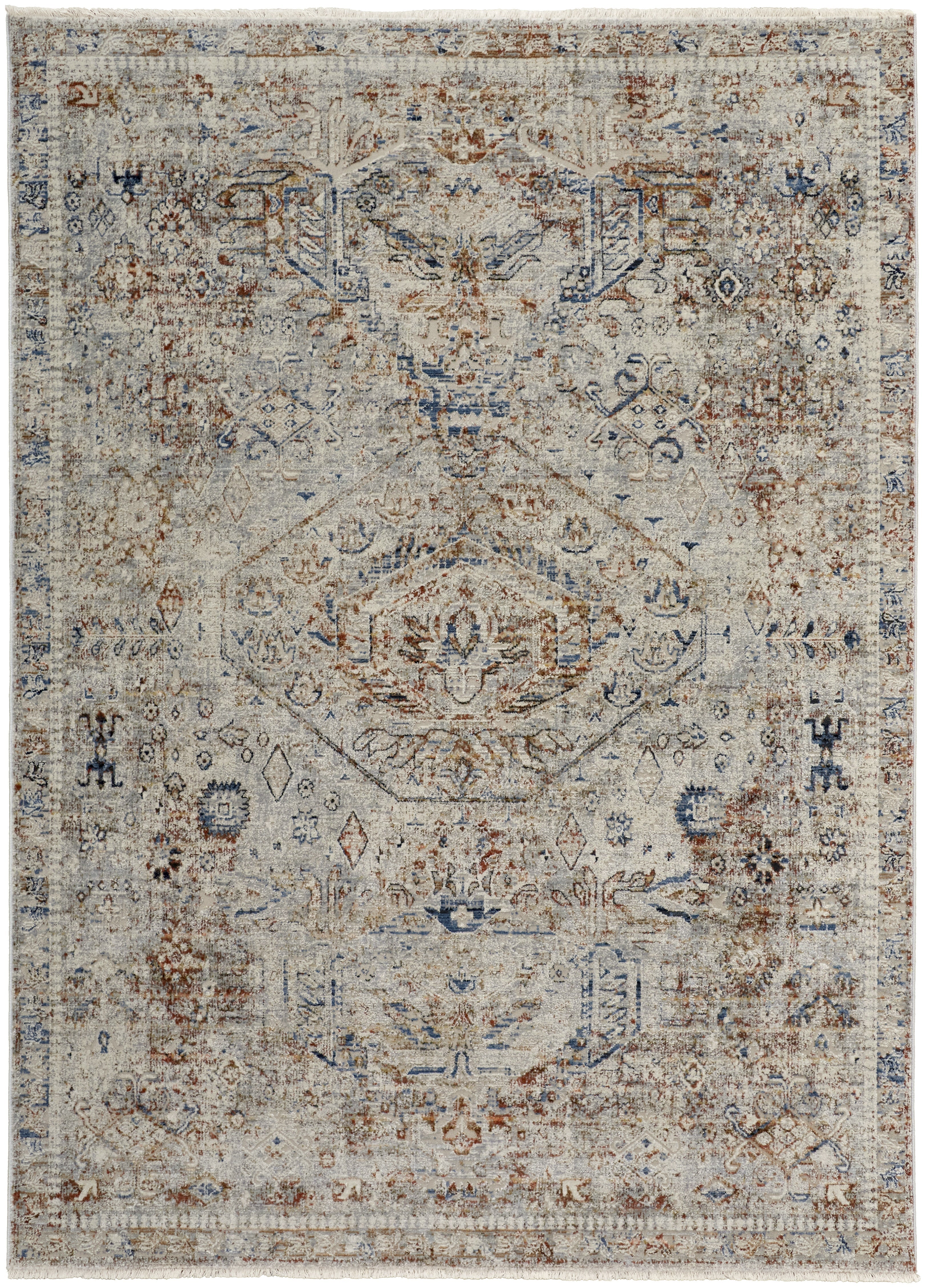 Kaia Transitional Medallion - Tan/Orange/Red Area Rug