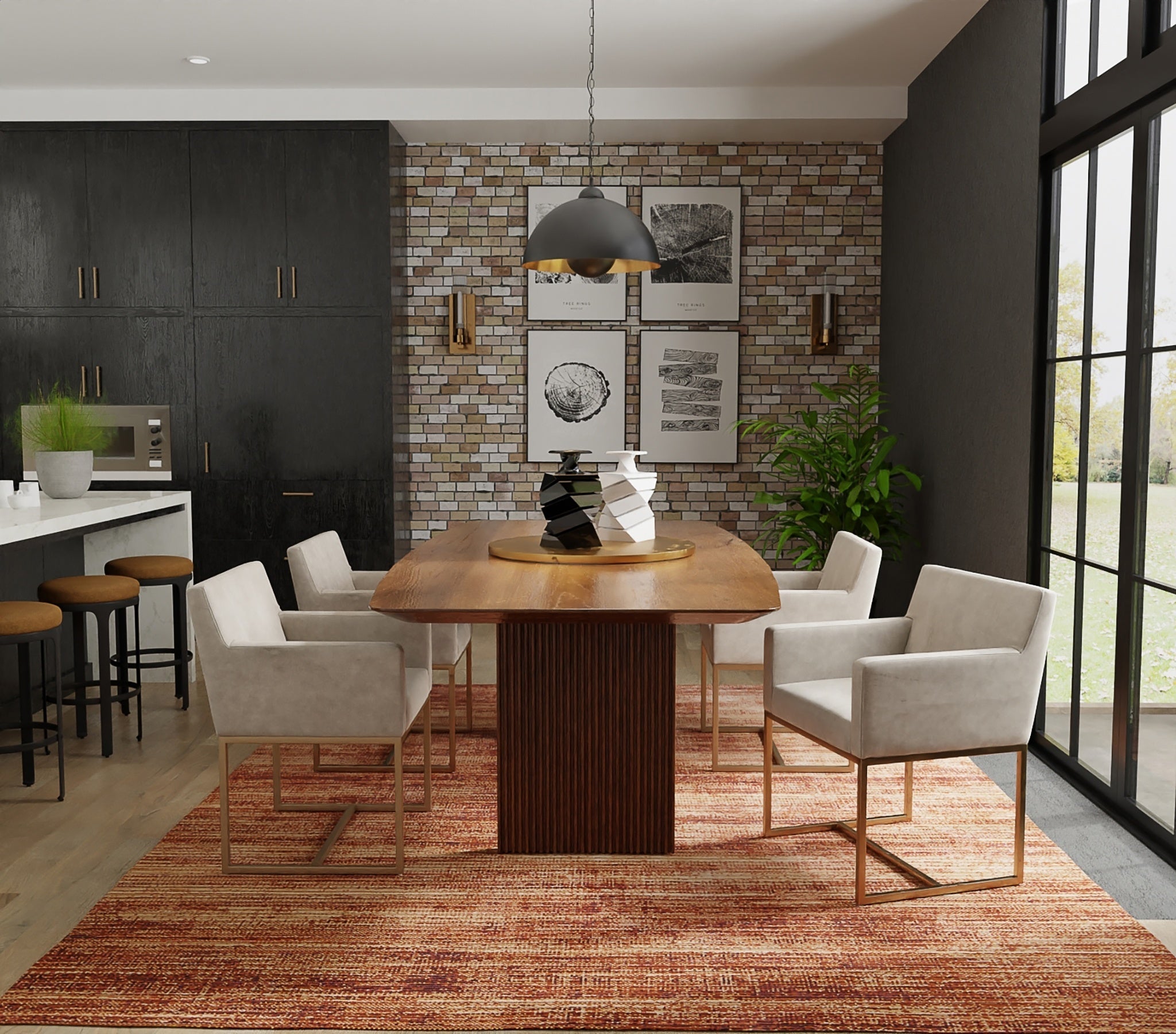 Deja Modern Solid - Brown/Red/Tan Area Rug