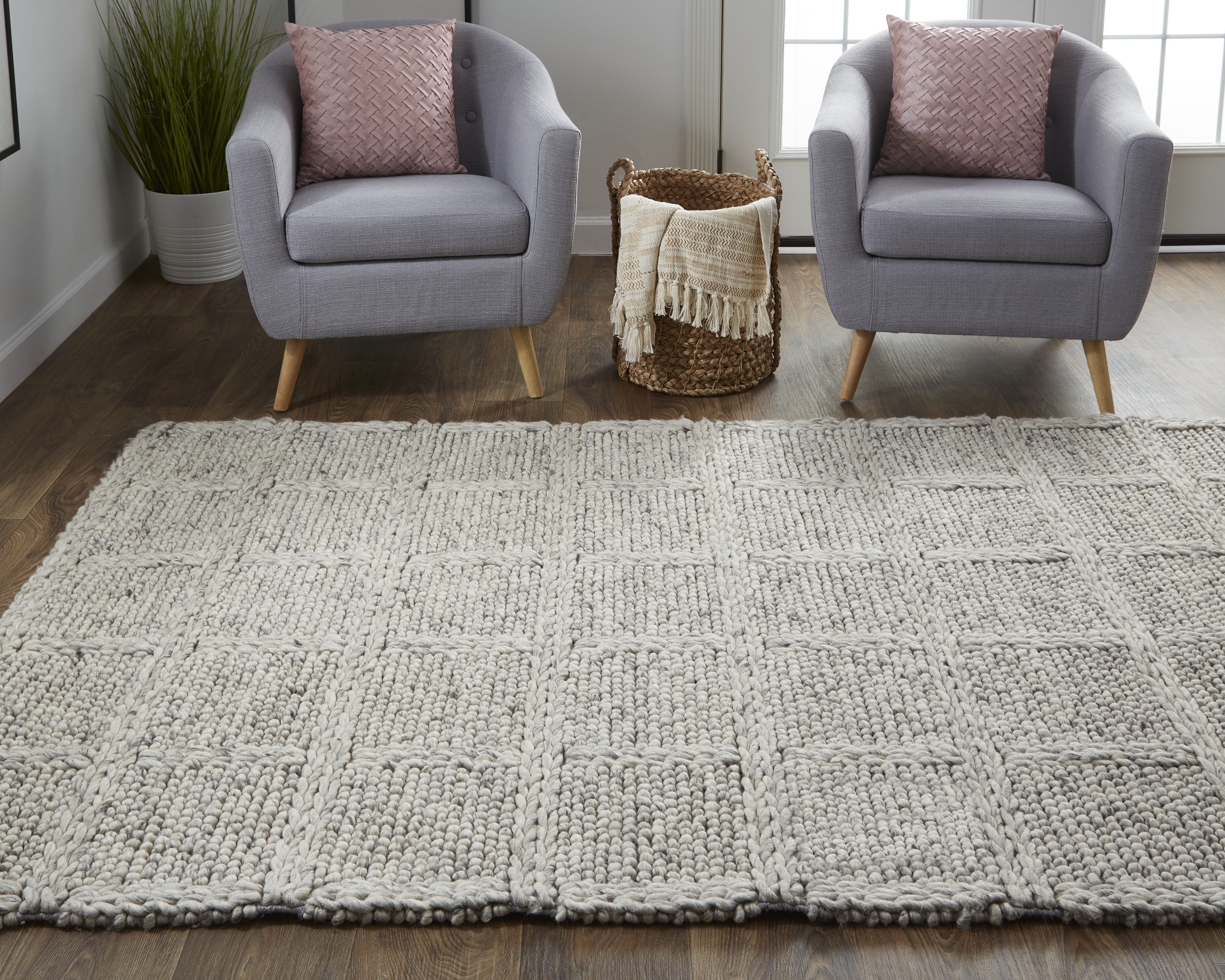 Berkeley Transitional Solid - Ivory/Gray Area Rug