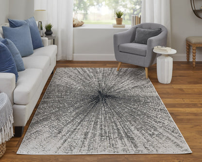 Micah Modern Abstract - Ivory/Gray/Blue Area Rug
