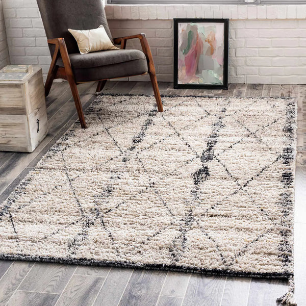 Light Beige Recycled PET Yarn Hand Knotted Area Rug