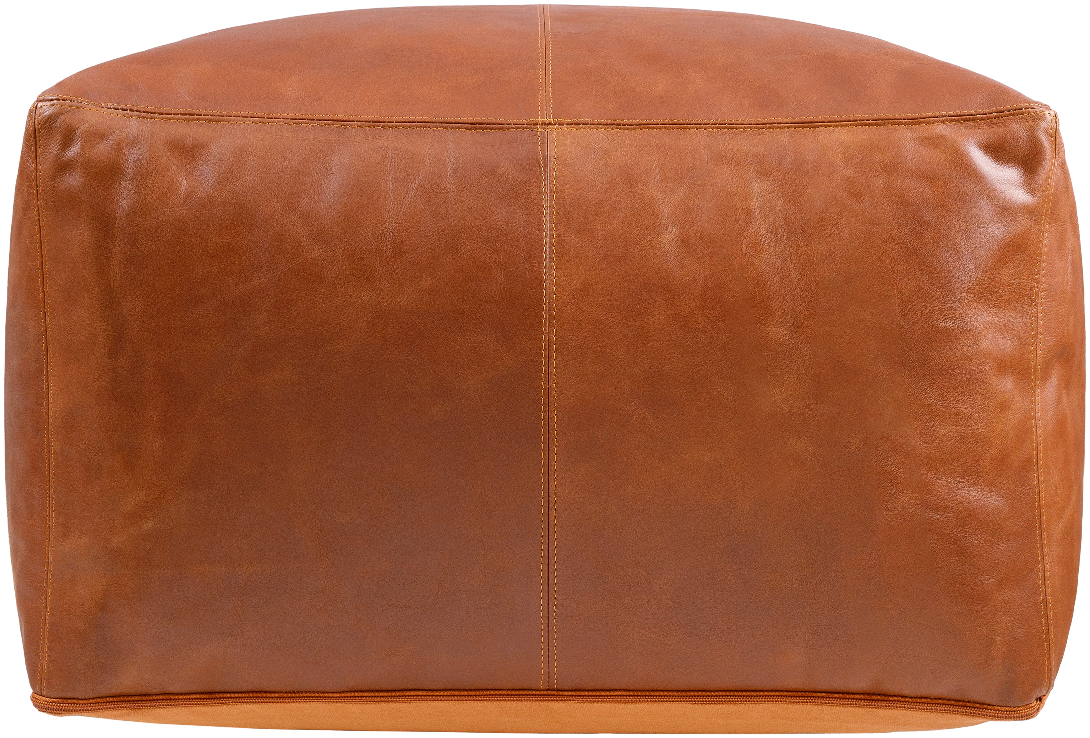 Leather Ottoman Pouf - Brown