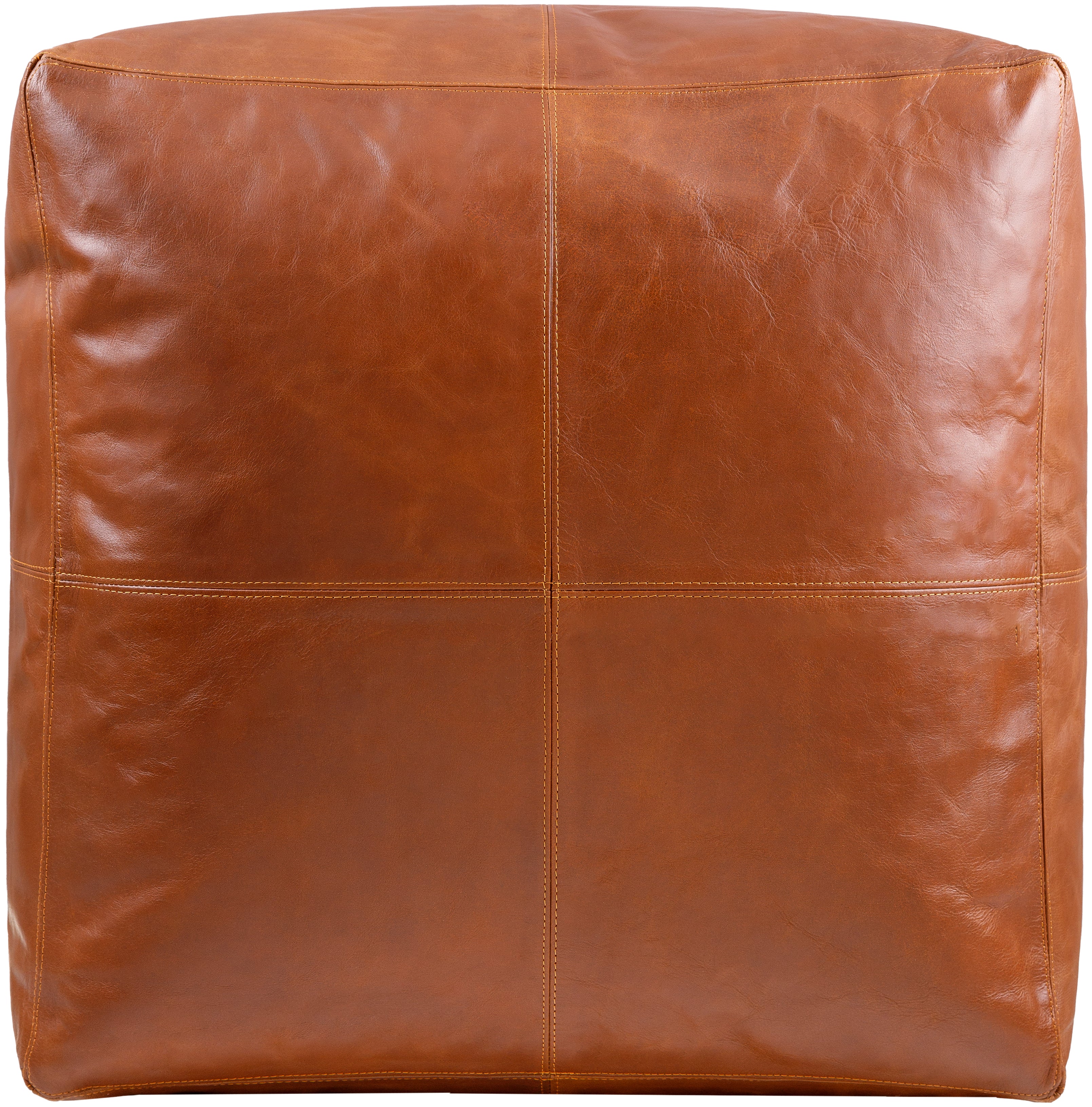 Leather Ottoman Pouf - Brown