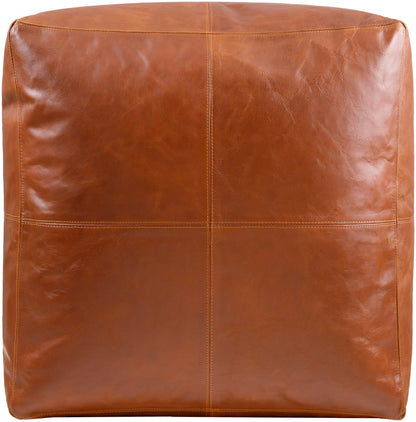 Leather Ottoman Pouf - Brown