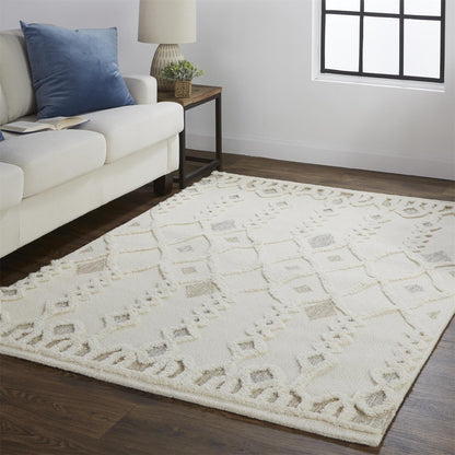 Anica Transitional Trellis & Lattice - Ivory/Tan/Silver Area Rug