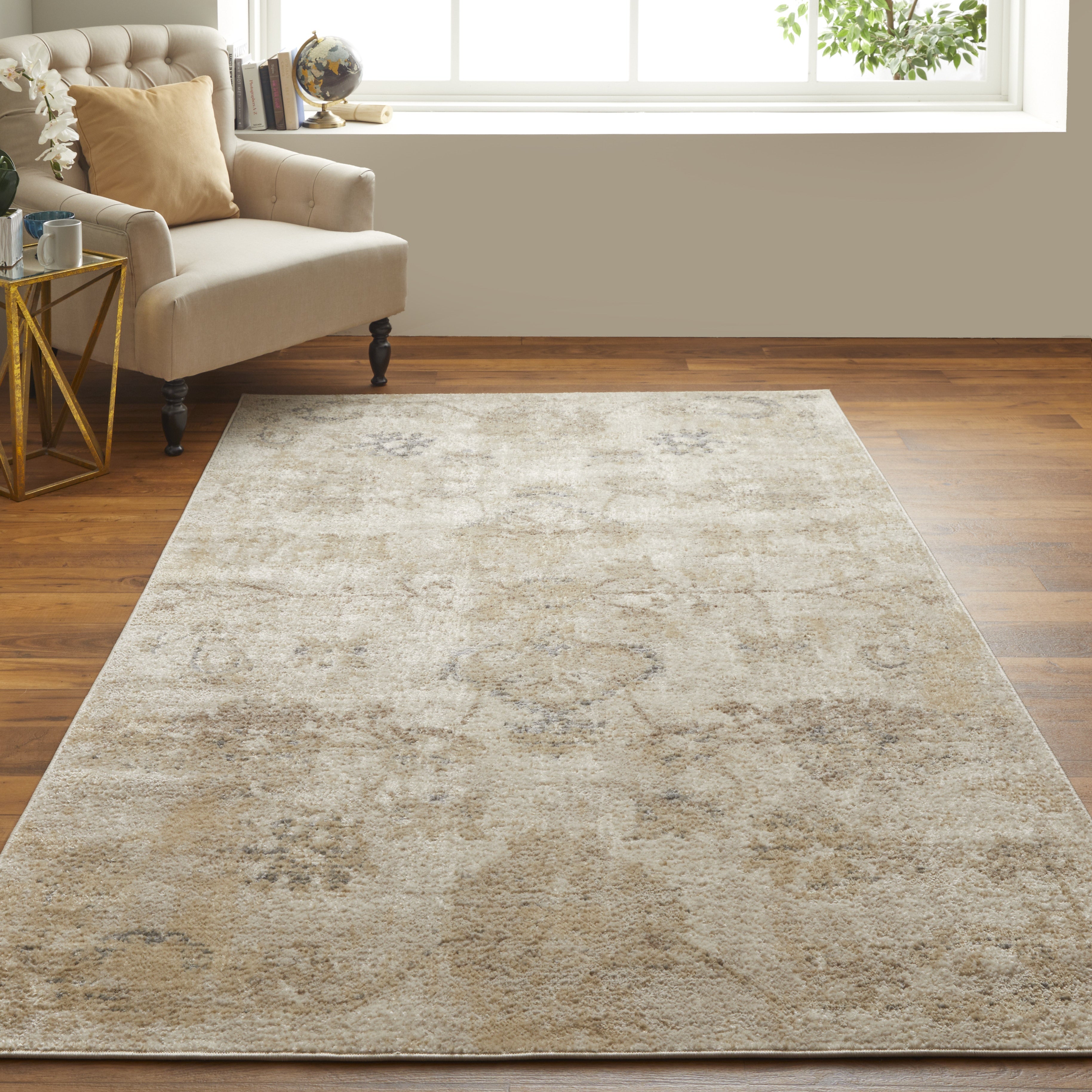 Camellia Transitional Floral & Botanical - Ivory/Gray