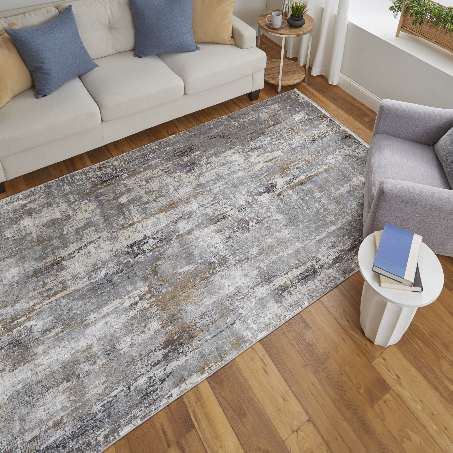 Cadiz Modern Abstract - Ivory/Gray/Gold Area Rug