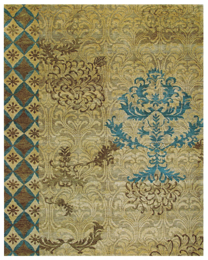 Qing Transitional Floral & Botanical - Tan/Brown/Blue