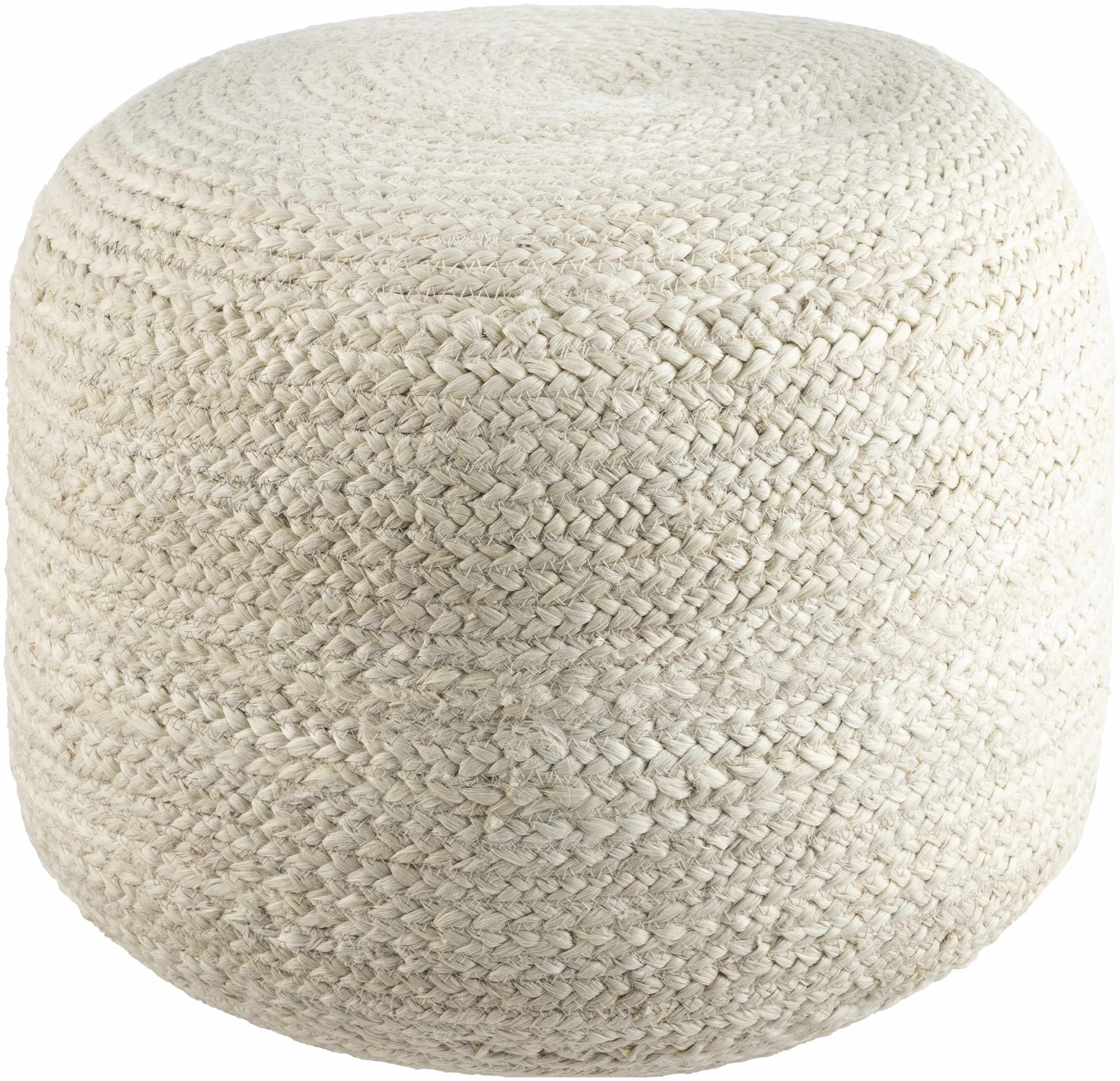 Tursas Braided Jute Pouf - Off-White