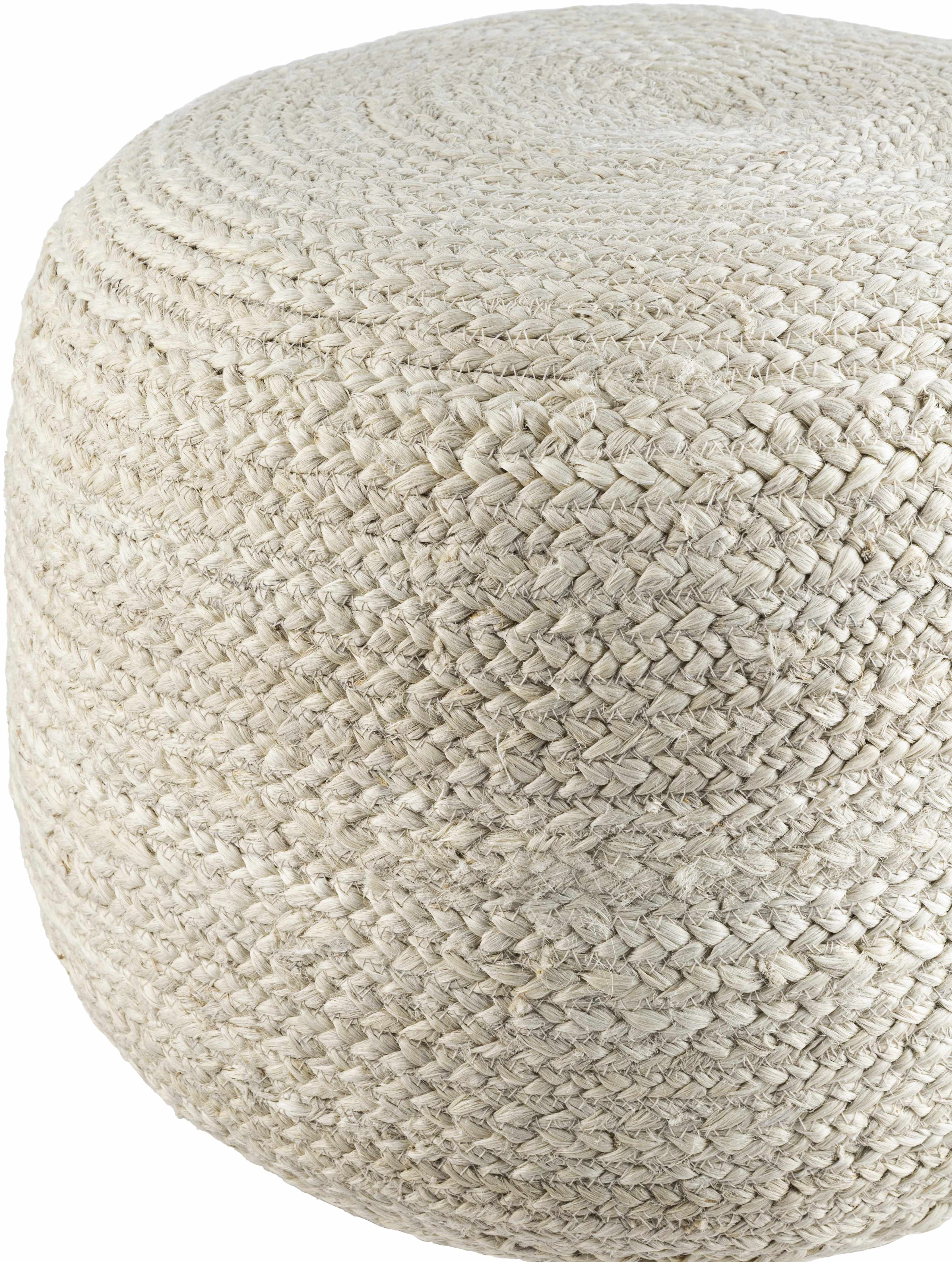 Tursas Braided Jute Pouf - Off-White
