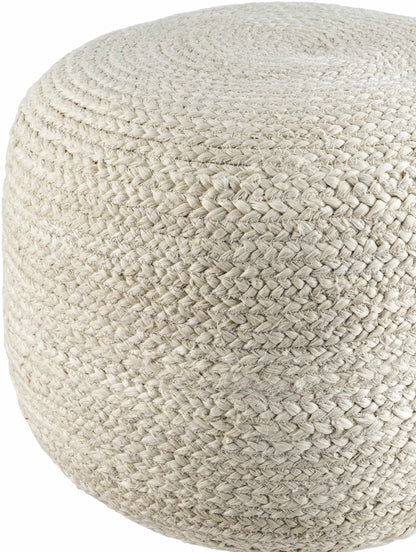 Tursas Braided Jute Pouf - Off-White